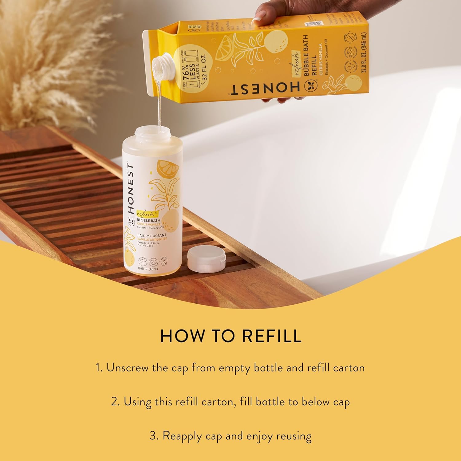 The Honest Company Foaming Bubble Bath Gentle for Baby, Naturally Derived, Tear-free, Hypoallergenic, Fragrance Free, Sensitive, 12 fl oz