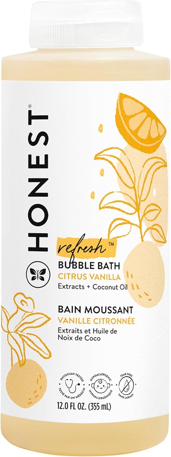 The Honest Company Foaming Bubble Bath Gentle for Baby, Naturally Derived, Tear-free, Hypoallergenic, Fragrance Free, Sensitive, 12 fl oz