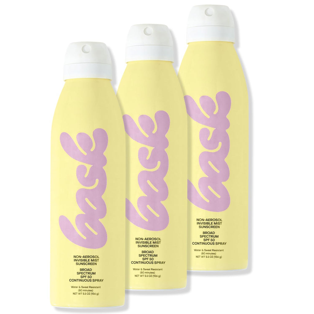 Bask SPF 50 Sunscreen Spray - Non-Aerosol, Broad Spectrum UVA/UVB Protection, Dermatologist Recommended, Moisturizing, Lightweight & Non-Greasy, 5.5 oz