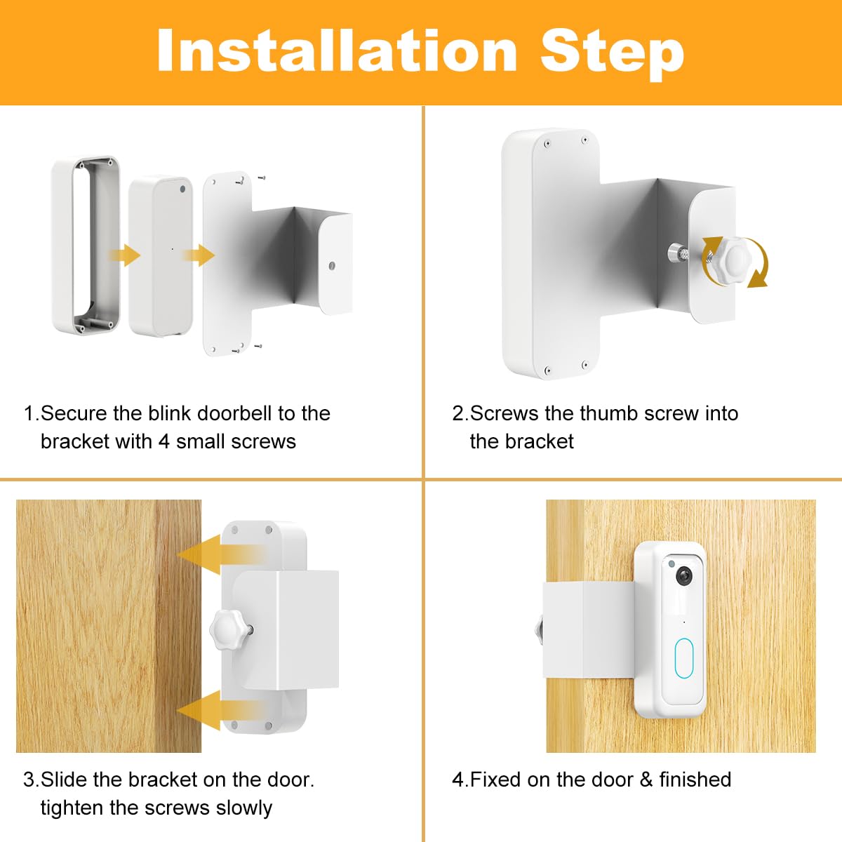 Blink Doorbell Mount, Anti-Theft Video Doorbell Door Mount Bracket No Drilling, Fit for All-New Blink Doorbell(2nd Gen), Not for Security Door (White)