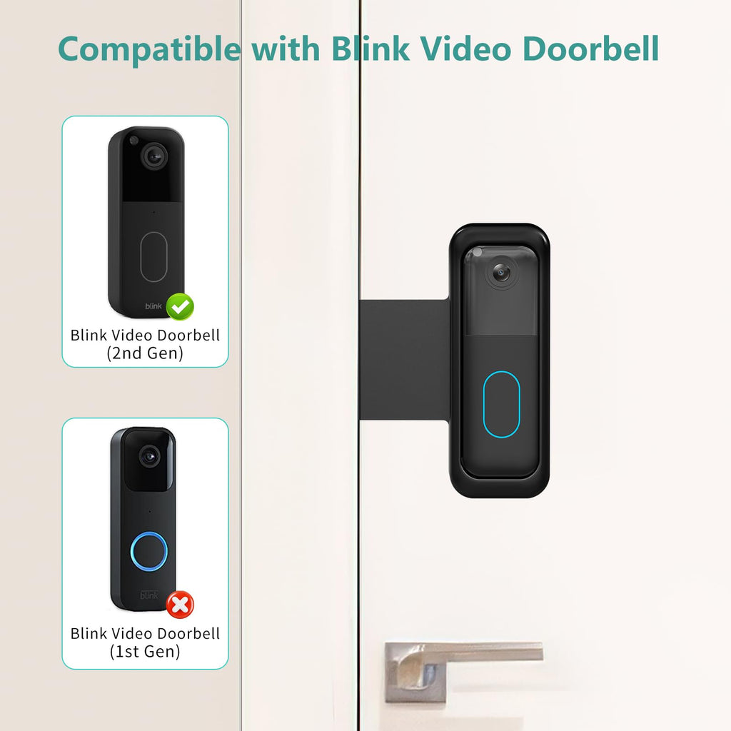 No-Drill Blink Doorbell Mount, Anti-Theft Door Mount for Blink Doorbell Camera, Quick Install Doorbell Kits Ideal for Rental Apartments, No Sensor Blockage, Black