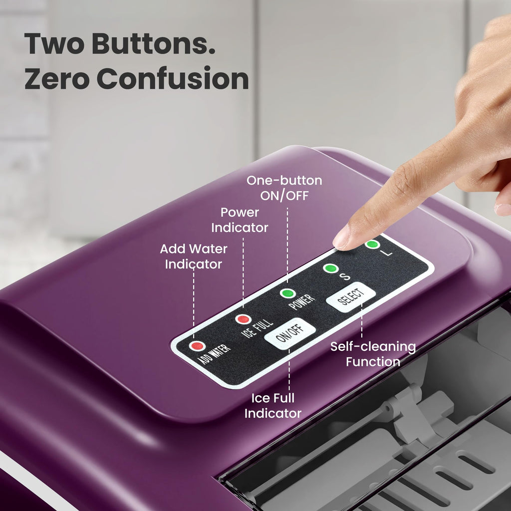 Countertop Portable Ice Maker Machine with Handle, 8 Bullet-Shaped Ice Cubes Ready in 6 Mins, 26Lbs/24H, Self-Cleaning Function with Ice Scoop and Basket for Home/Kitchen/Party (Black)