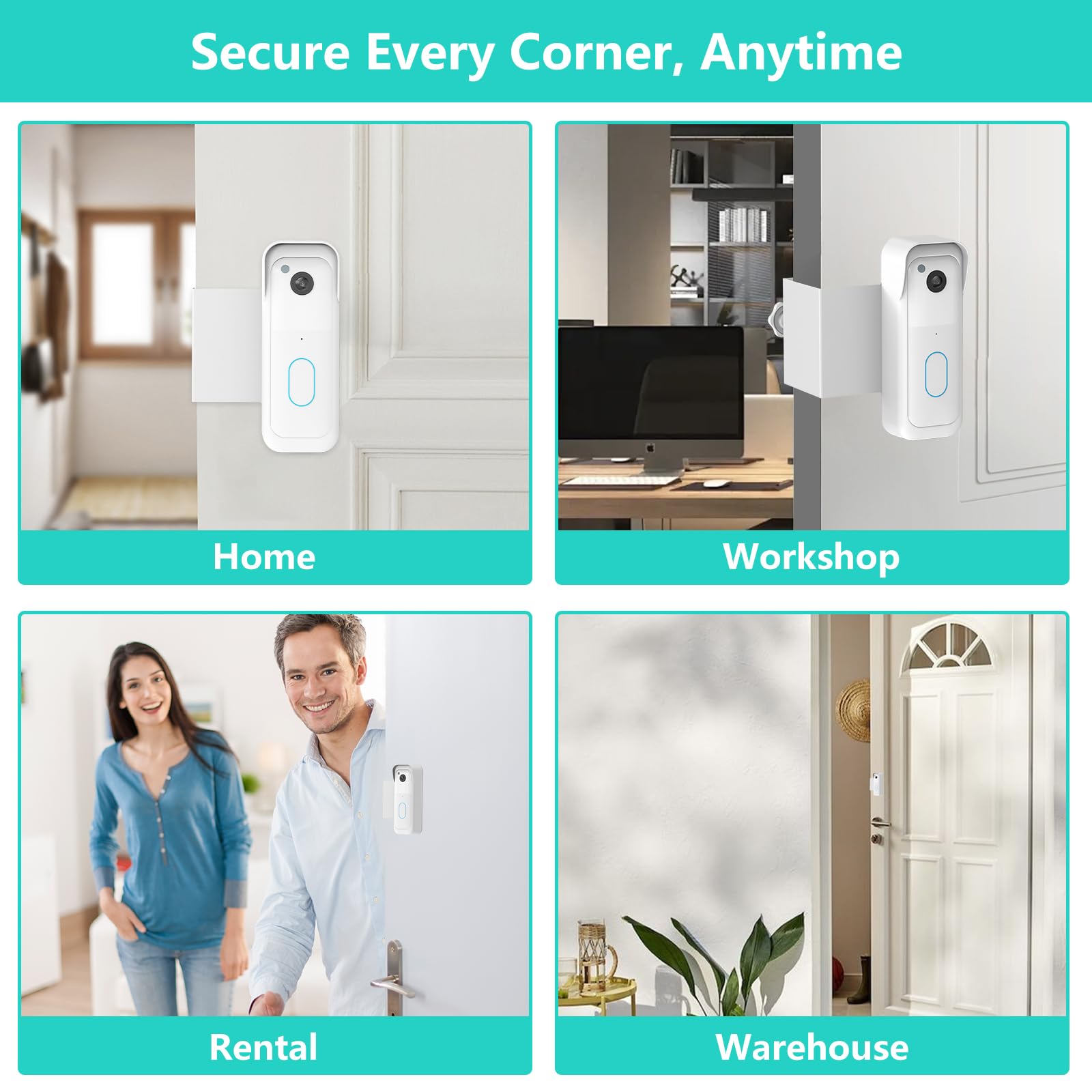 No-Drill Blink Doorbell Mount, Anti-Theft Door Mount for Blink Doorbell Camera, Quick Install Doorbell Kits Ideal for Rental Apartments, No Sensor Blockage, Black