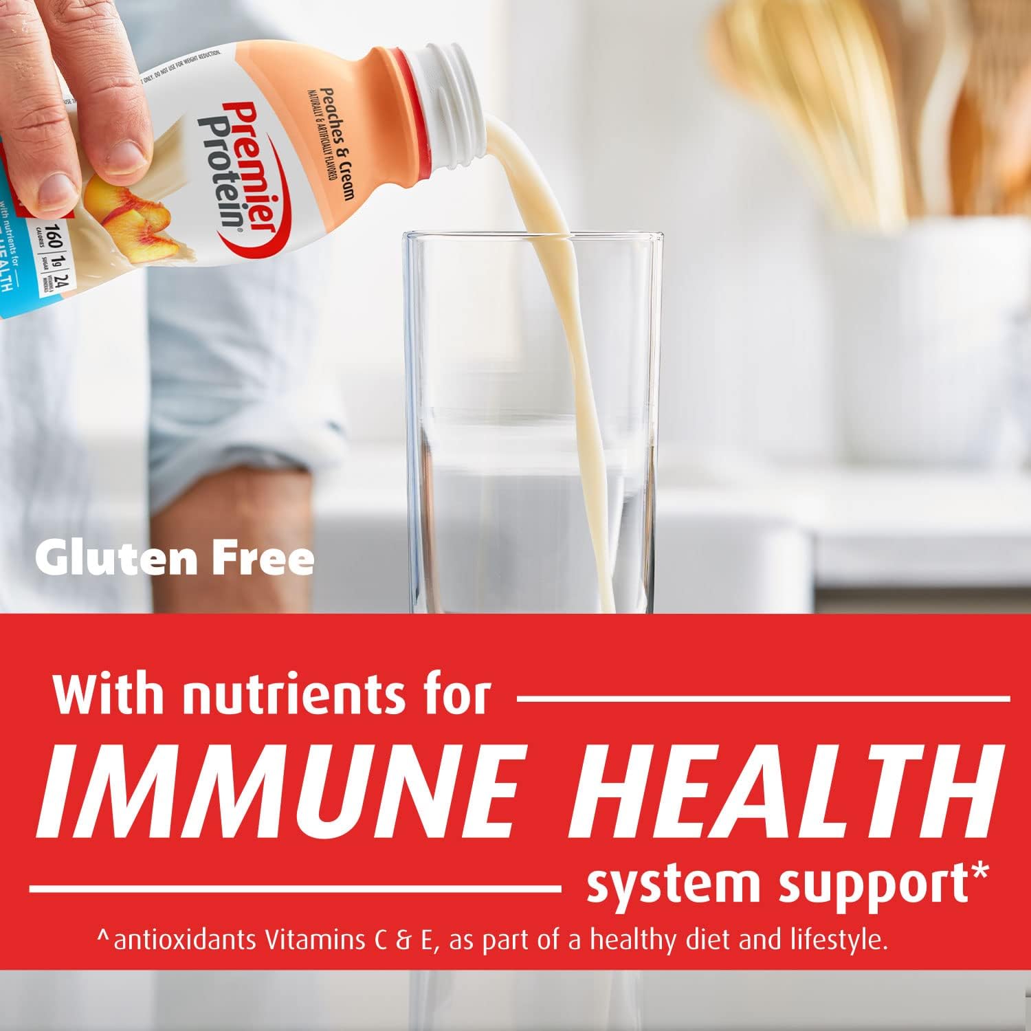 Premier Protein Shake 30g Protein 1g Sugar 24 Vitamins Minerals Nutrients Peaches Cream Vanilla Immune Health Support 138 Fl Oz 24 Pack