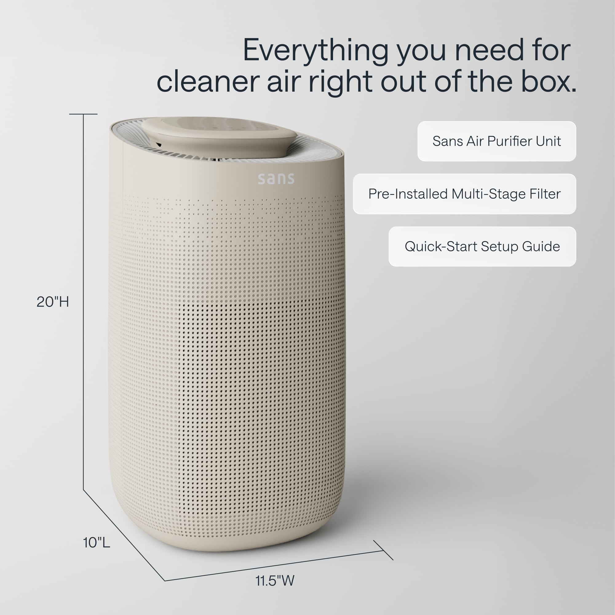Sans True HEPA Air Purifier for Extra Large Rooms (1,854 sq ft) | UV-C Light Layer & Carbon Odor Absorption | Quiet 25dB Auto-Mode, Captures Smoke, Dust & Allergens (White)