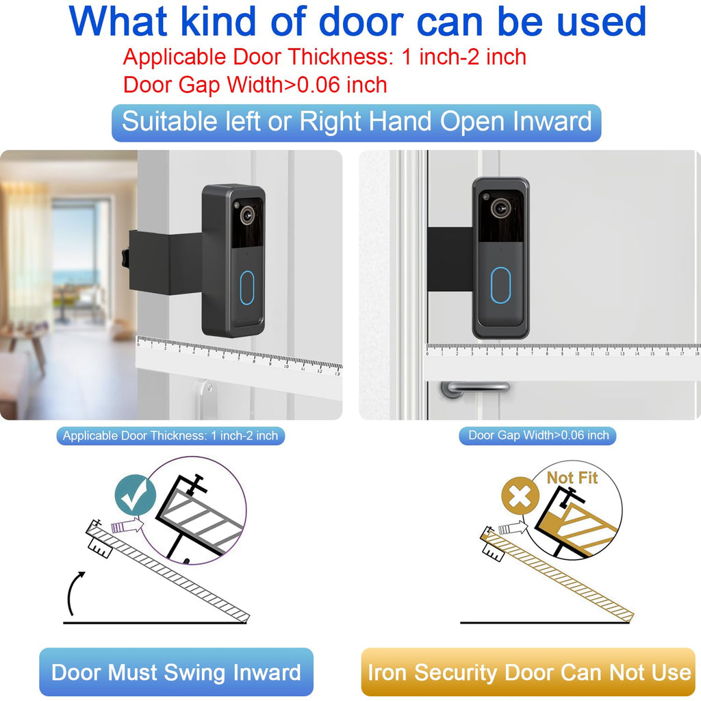 Anti-Theft Blink Doorbell Door Mount,Only for All-new Blink Video Doorbell (2nd Gen) No-Drill Mounting Bracket cover Holder Not Block Doorbell Sensor Easy to Install Blink Video Doorbell Accessories
