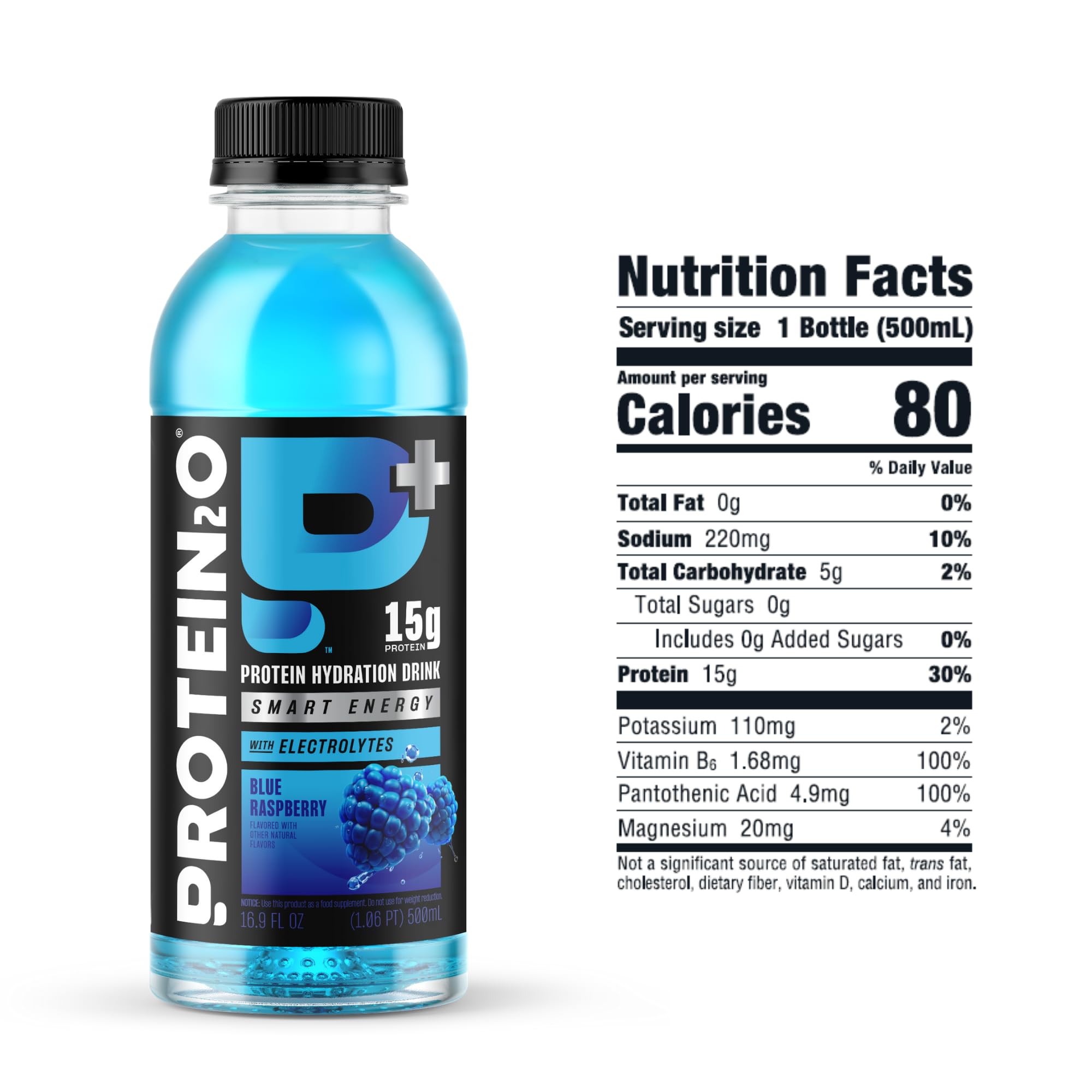 Protein2o 15g Whey Protein Isolate Hydration Drink Plus Energy & Focus, 350mg of Electrolytes, Vitamins B5 & B6, Sugar Free, Cotton Candy, 16.9 oz Bottle (Pack of 12)