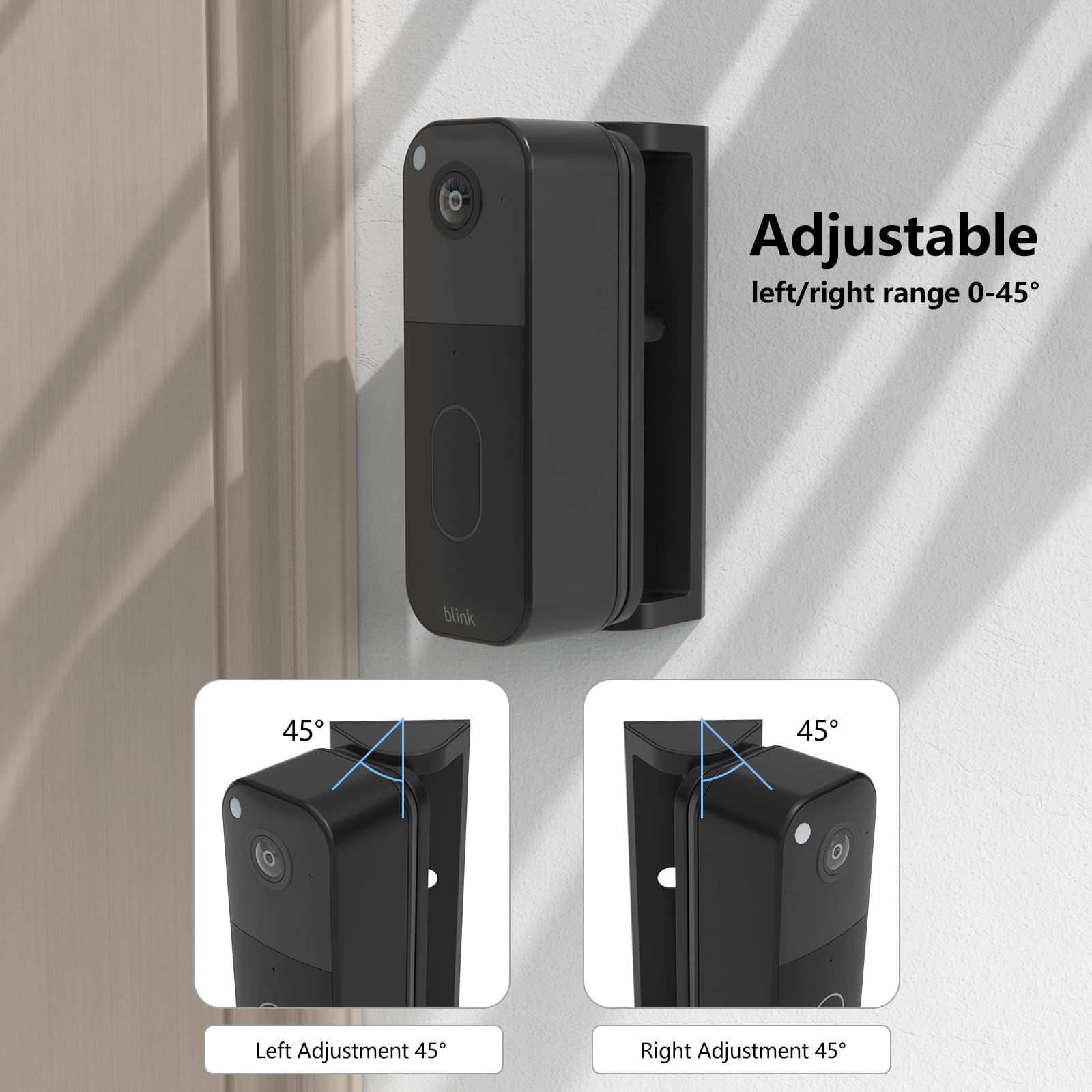 Blink Doorbell Mount, Adjustable Angle (0-45 Degree R/L) Mount for Blink Video Doorbell Newest Model (Black)