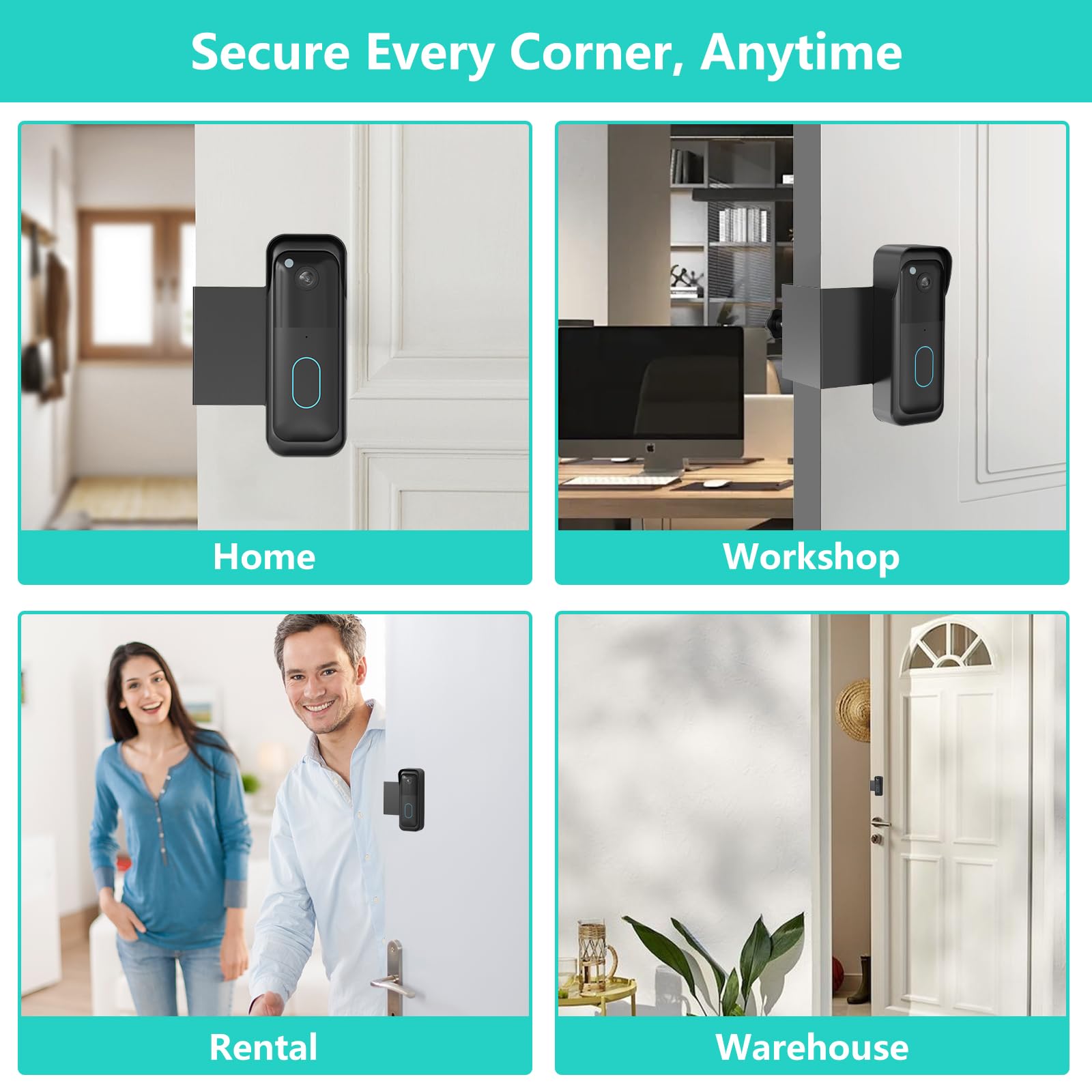 No-Drill Blink Doorbell Mount, Anti-Theft Door Mount for Blink Doorbell Camera, Quick Install Doorbell Kits Ideal for Rental Apartments, No Sensor Blockage, Black