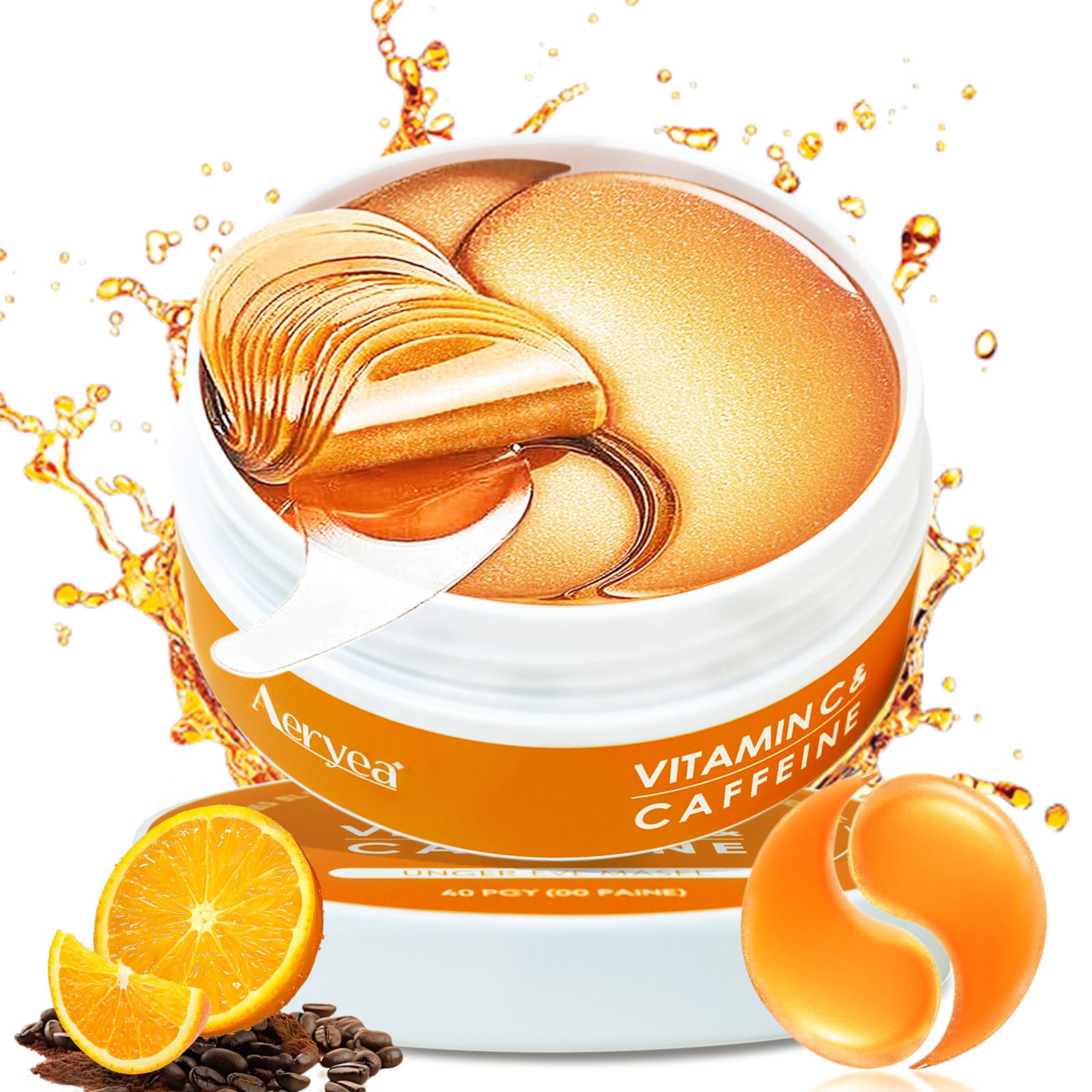 Vitamin C & Caffeine Under Eye Patches for Men & Women 30 Pairs | Eye Masks for Dark Circles, Fine Lines and Puffiness, with Niacinamide Hydra-Gel Collagen, Skincare for Face