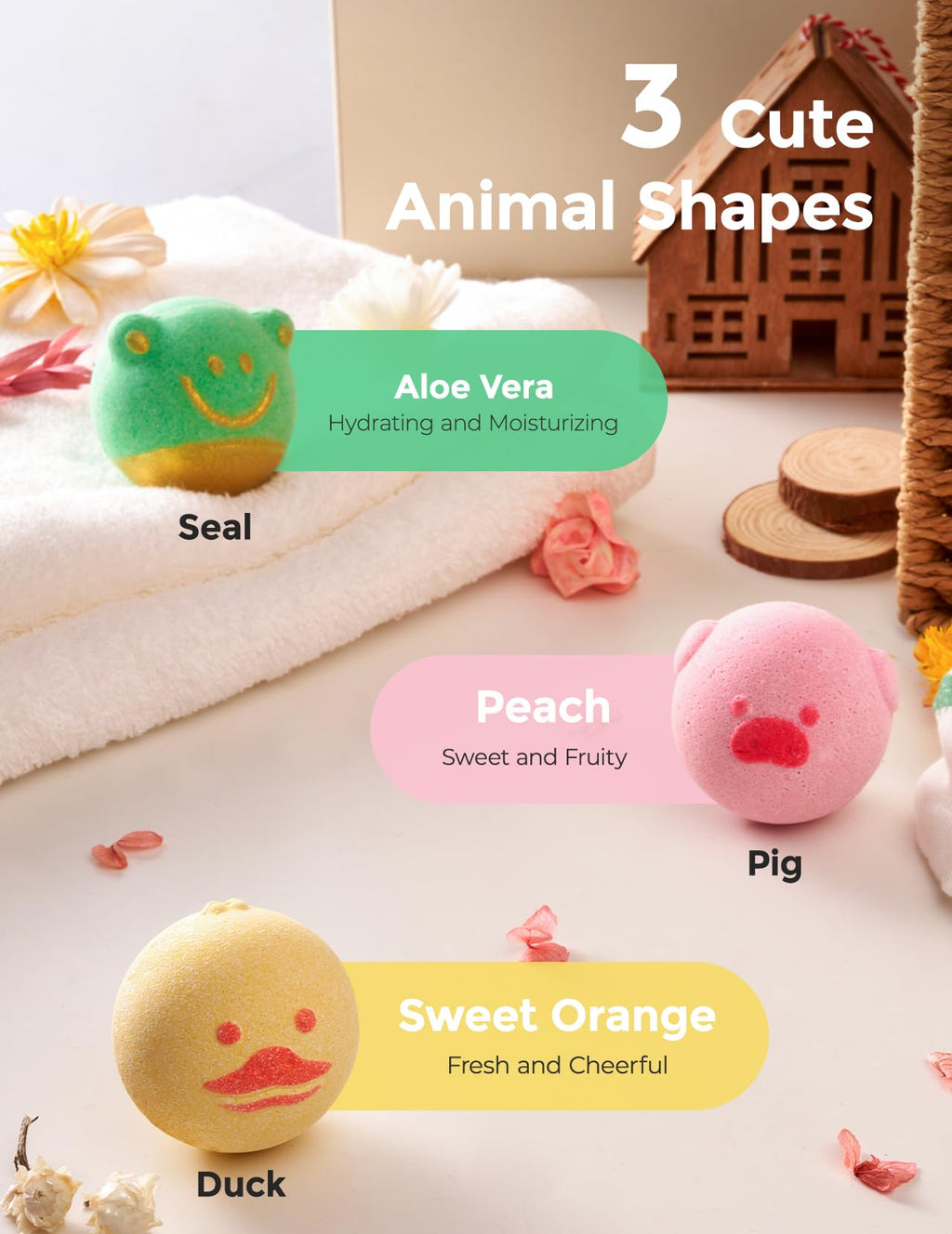 Momcozy 14-Pack Animal Bath Bombs with Essential Oil, Ideal Christmas Gift for Happy Educational & Fun Bath Time, Bath Bombs Kit with 7 Cute Animal Shapes, Ideal Gifts for Kids Girls Boys Toddler