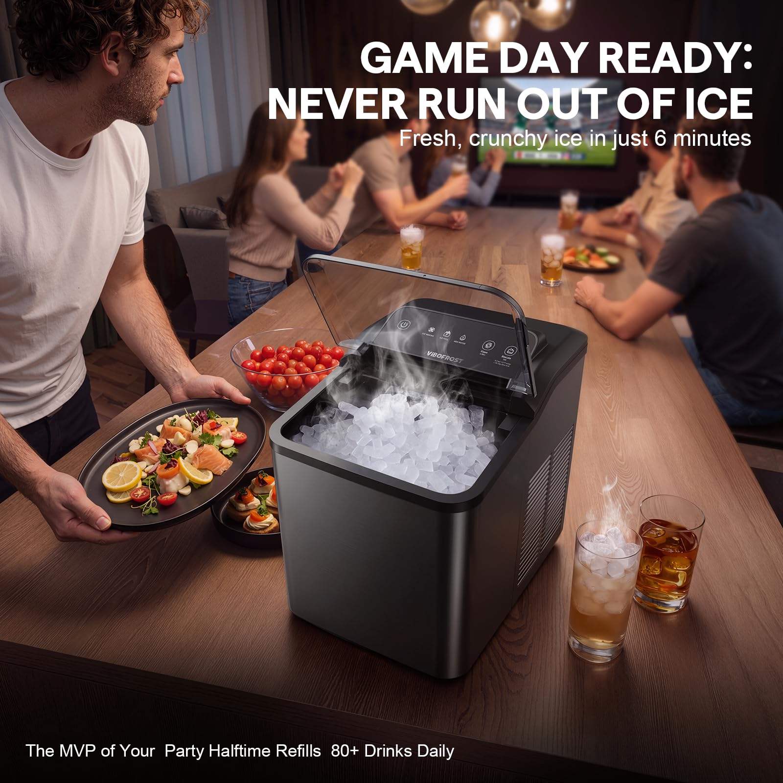 Nugget Ice Maker Countertop, Pellet Ice Makers Soft Chewable Ice 35lbs/Day, Premium Stainless Steel Ice Maker Machine Ready in 6 Mins with Scoop, Touch Screen & Auto Ice Drop for Home Kitchen Office