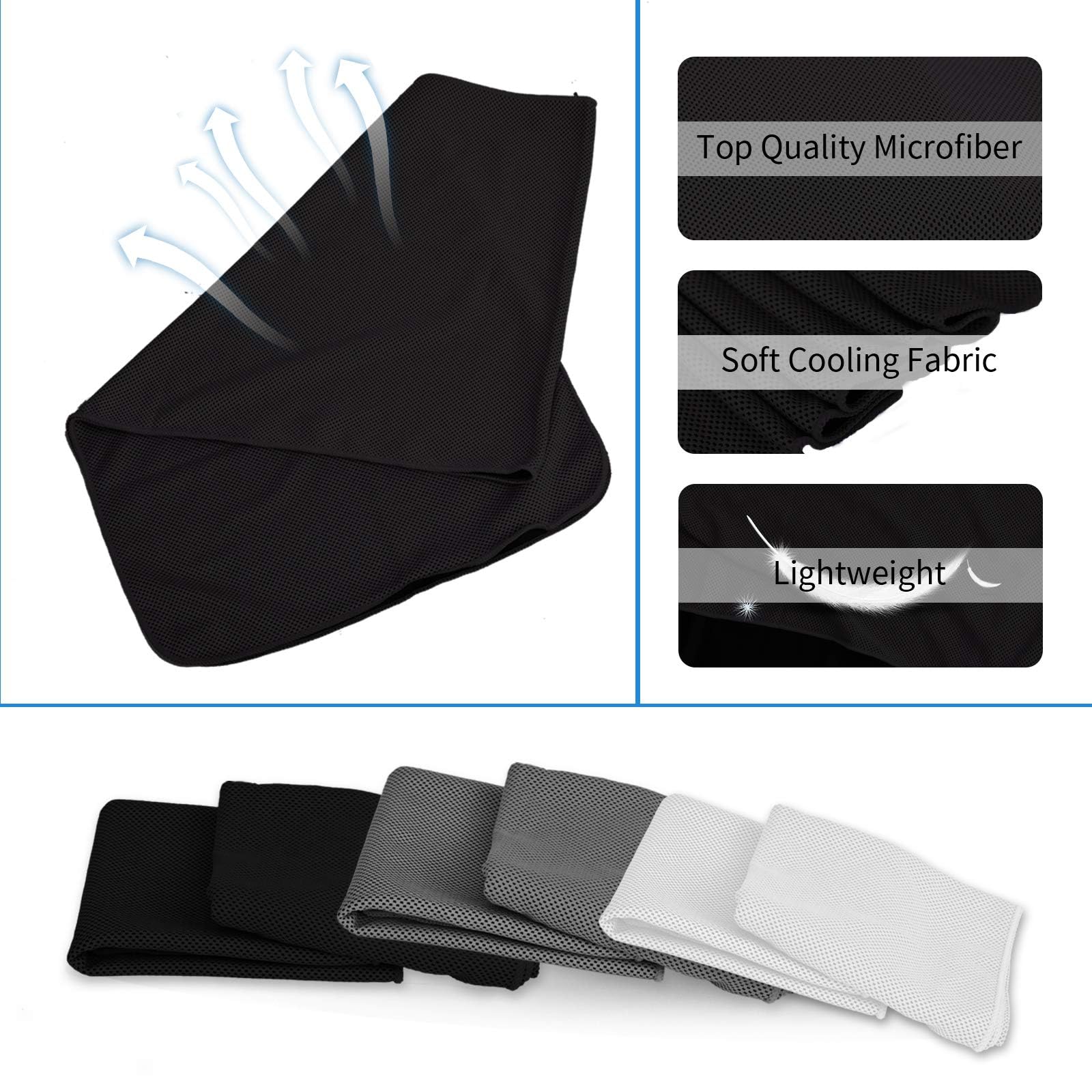 4 Packs Cooling Towels for Neck and Face(40"x 12"), Cool Sweat Towels for Hot Weather, Cooling Towels for Athletes, Lightweight Soft Breathable Towels for Yoga, Sport, Workout, Running, Gym, Camping