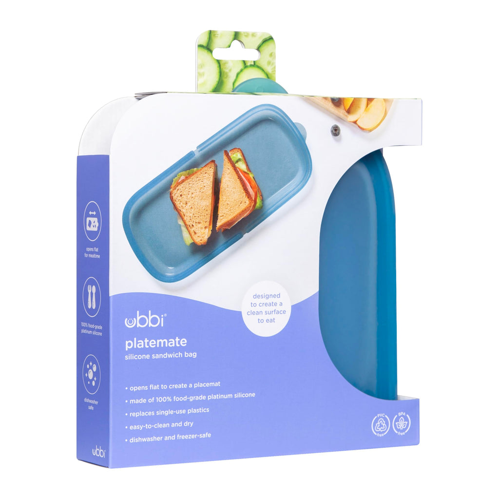 Ubbi Platemate Reusable Silicone Storage Bag, Smoothie Purple | Opens Flat as Placemat, Dishwasher & Freezer-Safe, Lunch Container, Leakproof Sandwich & Snack Bag, Easy to Clean, BPA-Free