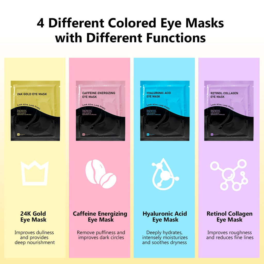Adofect Hydrogel Caffeine Under Eye Masks, Collagen Eye Patches for Dark Circles Puffy Eyes Under Eye Bags, Deep Hydration Eye Gels for All Skin Types, Skin Care Gifts (Pink, 30 Pairs)