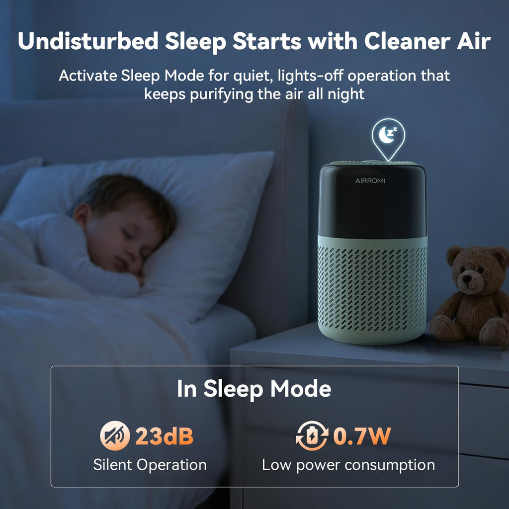 AIRROMI HEPA Air Purifier for Bedroom&Home,Pet Air Purifier for Home Pets,Removes Pet Odor,Cat Litter Smell,Dust,Smoke&Allergies,Quiet Room Air Purifier with Scents,360°Air Cleaner,A2005 Black