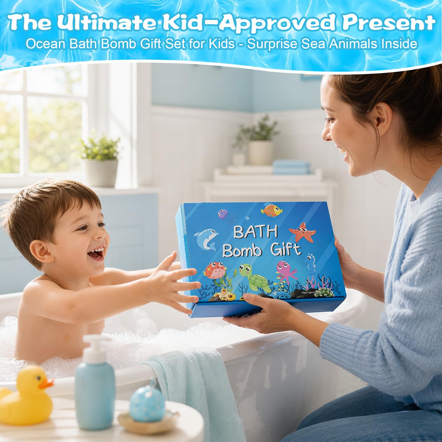 Bath Bombs with Toys Inside, Kids Bath Bombs with Surprise Inside, Play Fizz Bubble Bath Bomb for Boys Girls, Natural Organic Non Toxic Bath Ball Gift Set for Women Men (Sea Animal 12Pcs)
