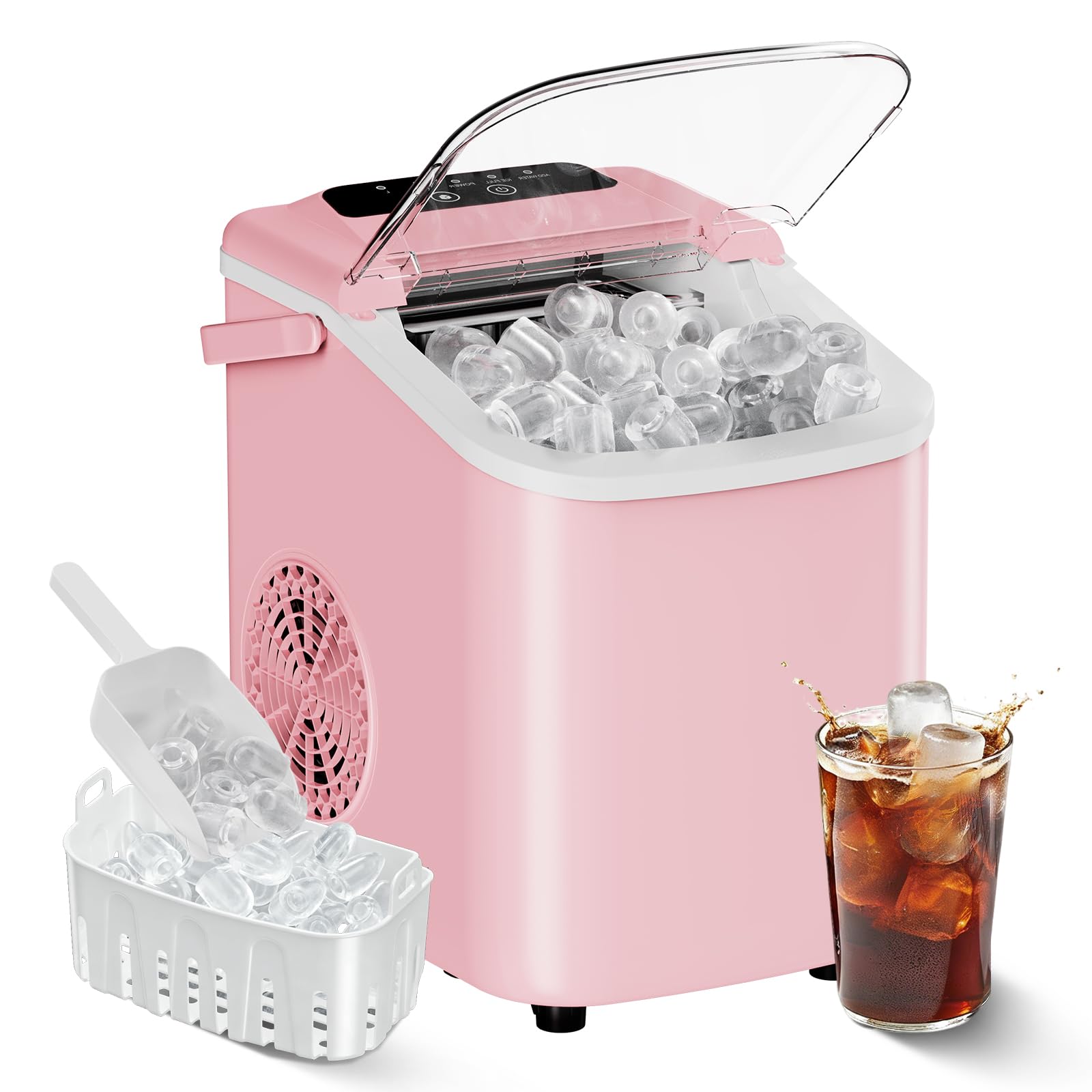 OLIXIS Countertop Ice Maker with Self-Cleaning, Portable Ice Maker Machine with Scoop, 26Lbs/24H, 9 Cubes in 6 Mins, 2 Sizes of Bullet for Home, Kitchen, Office, White