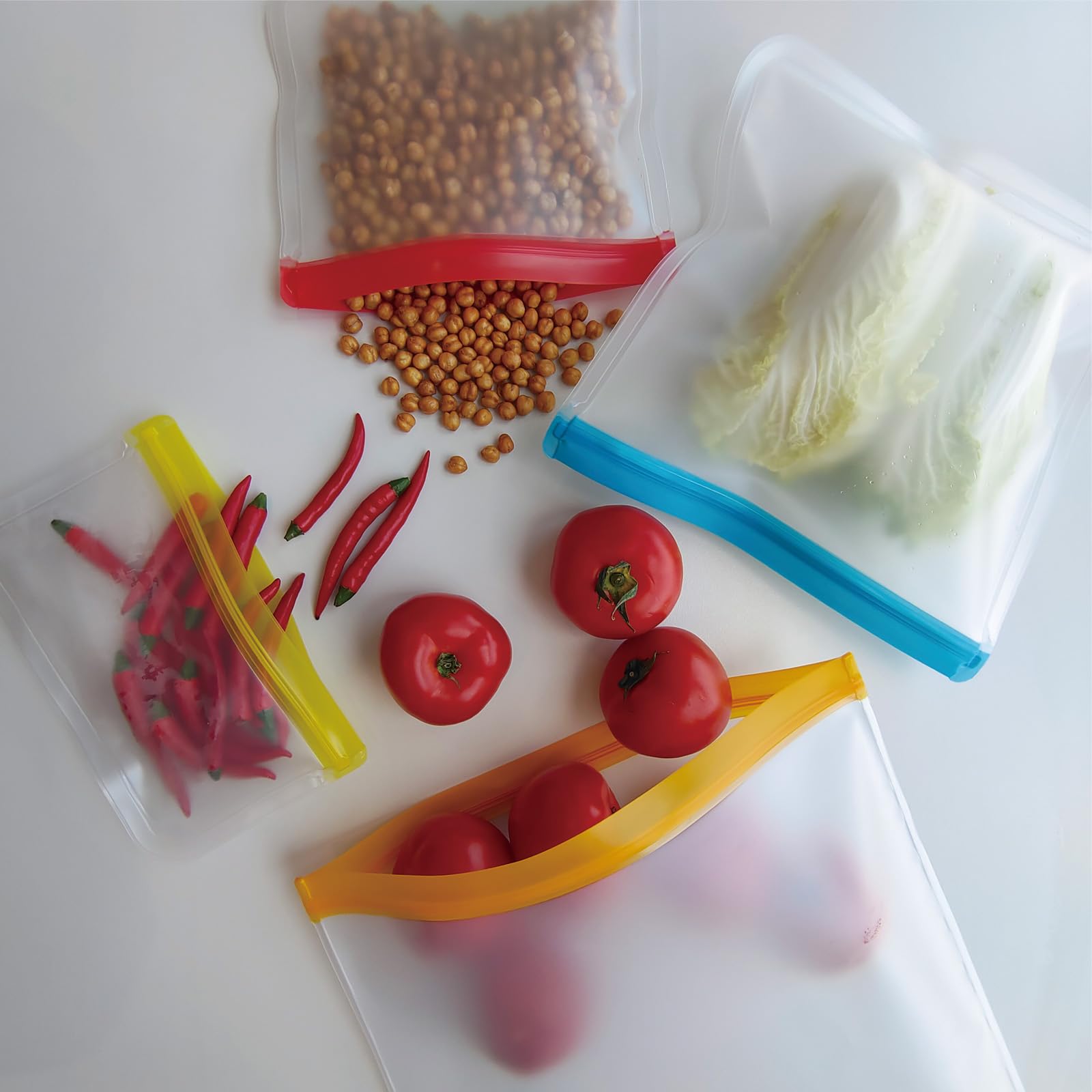 4 Pcs 2 Gallon Reusable Freezer Bags, Large Capacity, BPA Free Reusable Leakproof Food Storage Bags,13 "x 16", Used For Home Food Storage And Camping Food Storage