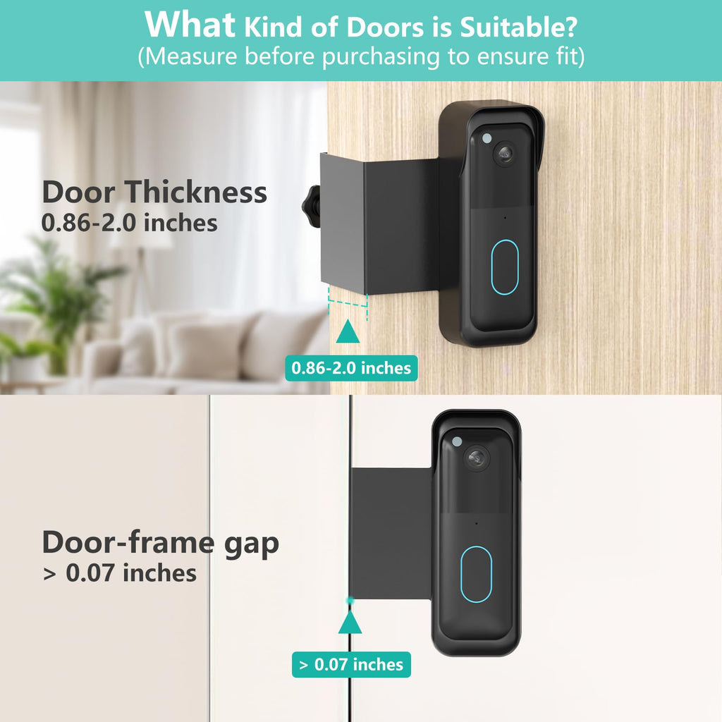 No-Drill Blink Doorbell Mount, Anti-Theft Door Mount for Blink Doorbell Camera, Quick Install Doorbell Kits Ideal for Rental Apartments, No Sensor Blockage, Black