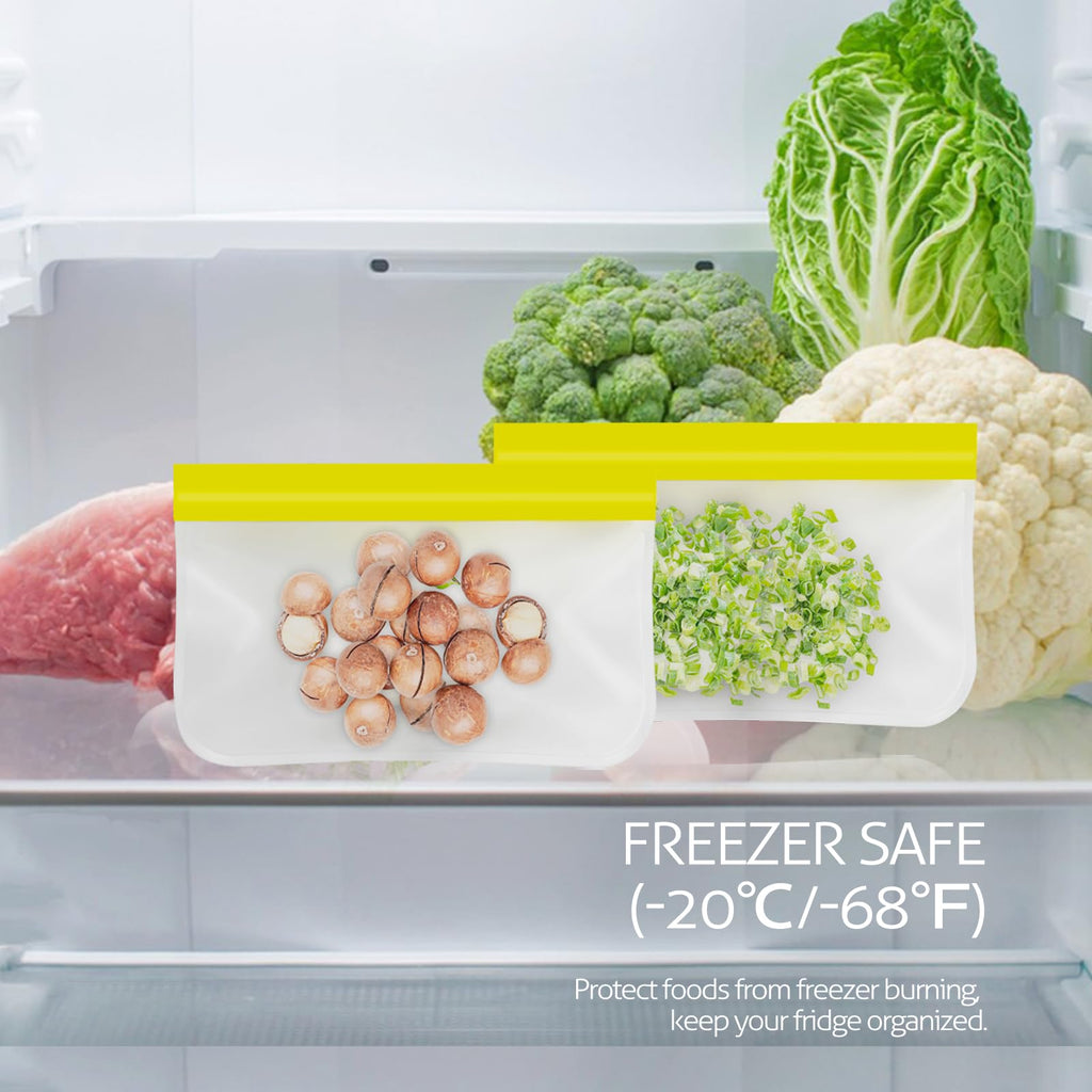 Reusable Gallon Freezer Bags, 10 Pack Dishwasher Safe Silicone Food Snack Storage Bags with 3 Sizes for Snack, Sandwich, Lunch