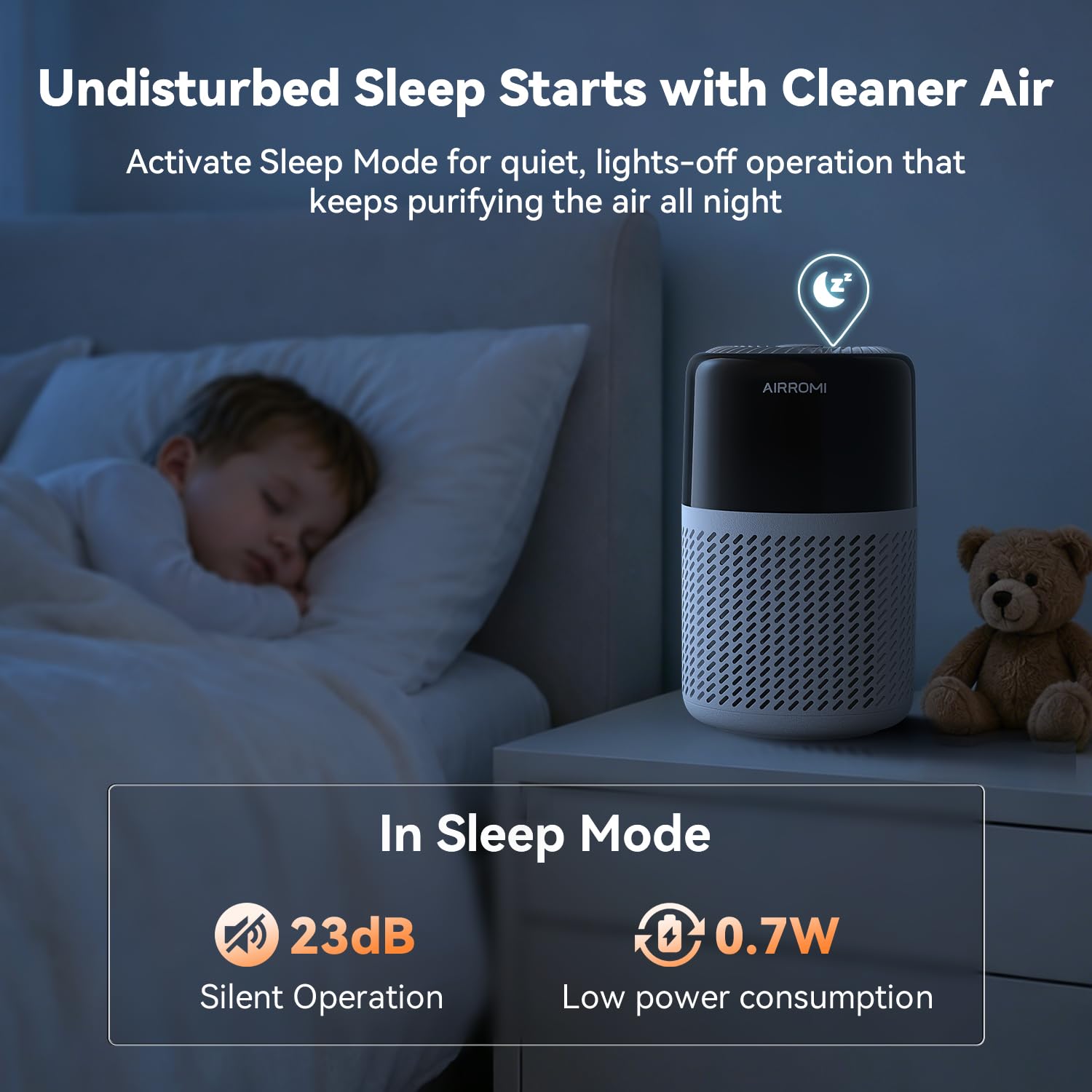 AIRROMI HEPA Air Purifier for Bedroom&Home,Pet Air Purifier for Home Pets,Removes Pet Odor,Cat Litter Smell,Dust,Smoke&Allergies,Quiet Room Air Purifier with Scents,360°Air Cleaner,A2005 Black
