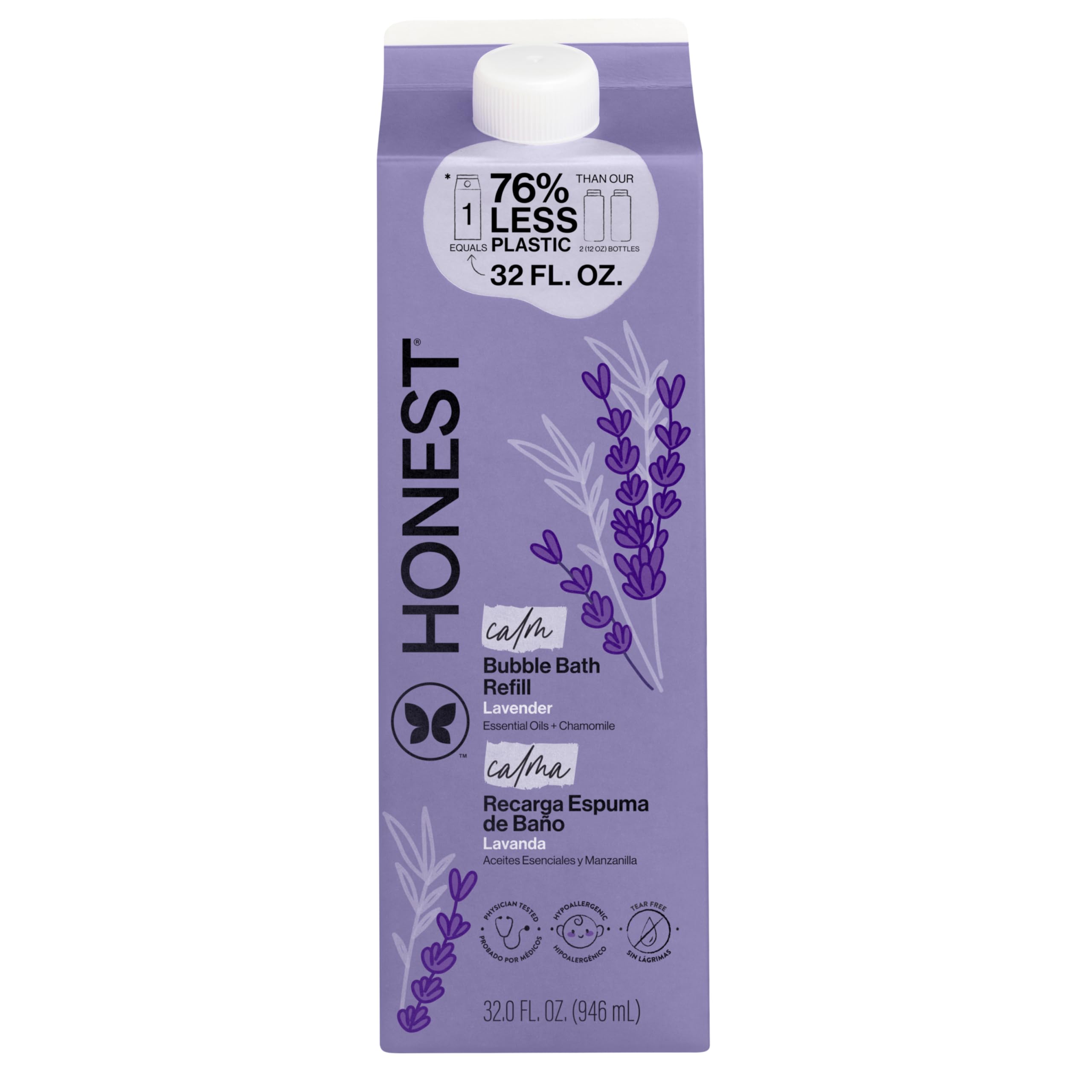 The Honest Company Foaming Bubble Bath Gentle for Baby, Naturally Derived, Tear-free, Hypoallergenic, Fragrance Free, Sensitive, 12 fl oz