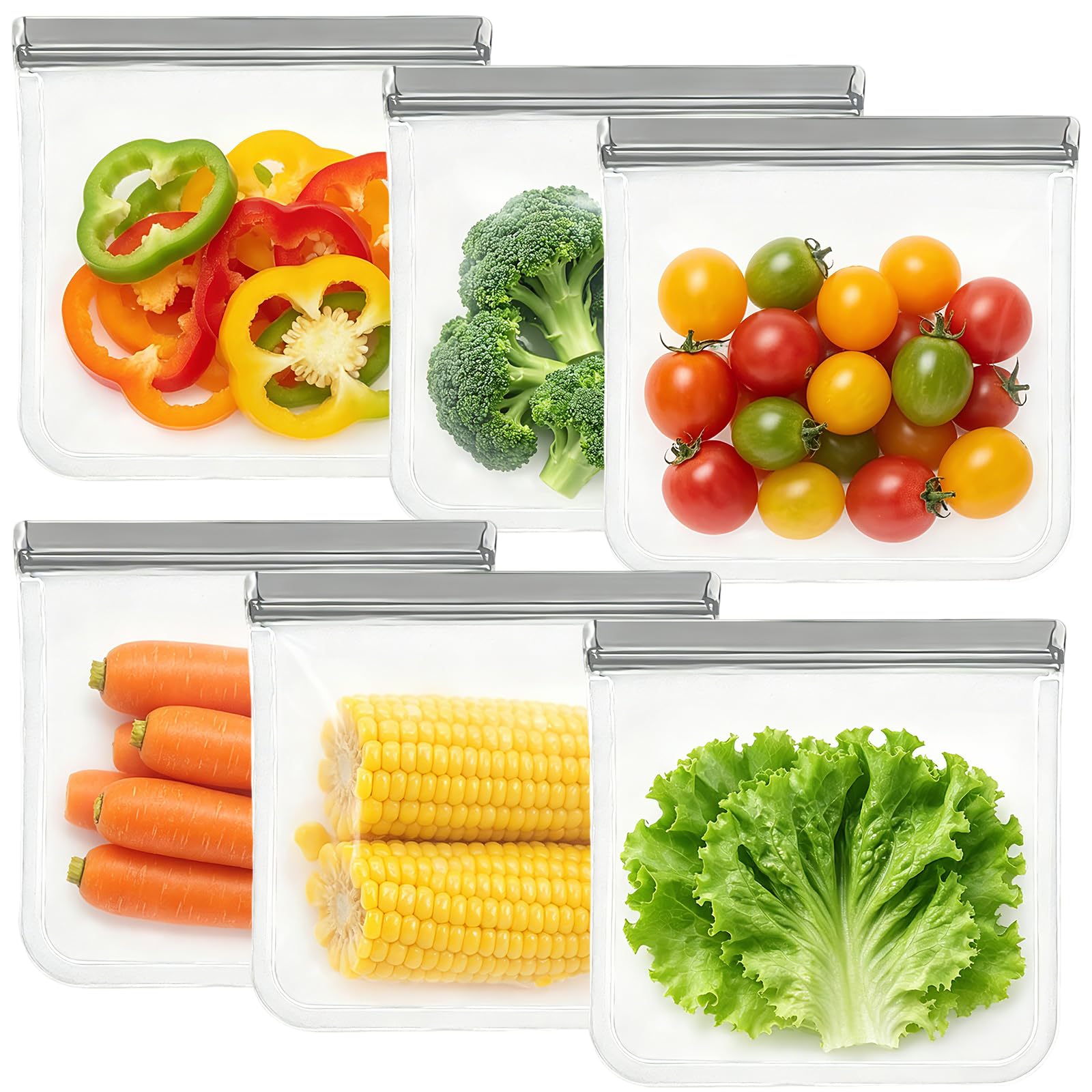 9 Pack Reusable Silicone Food Storage Bags - Freezer & Dishwasher Safe Leakproof Reusable Bags, Freezer Storage Bags Sets - 3 Gallon 3 Snack 3 Sandwich Bags