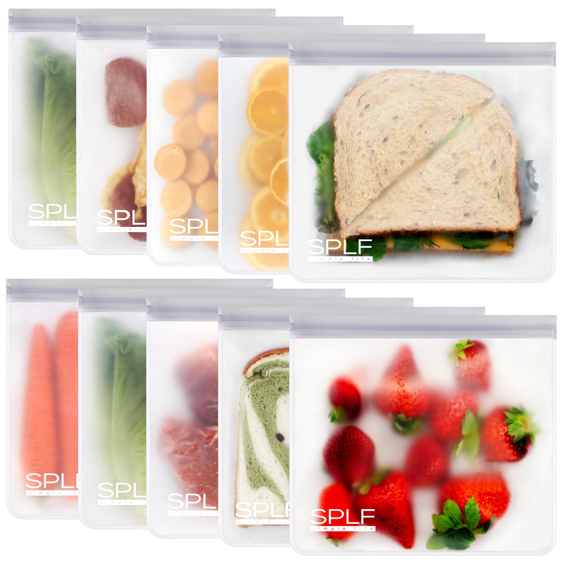 SPLF 6 Pack Reusable Gallon Freezer Bags Dishwasher Safe, BPA FREE Reusable Food Storage Bags, Extra Thick Leakproof Silicone Free 1 Gallon Bags for Marinate Meat, Cereal, Sandwich, Snack, Travel Item