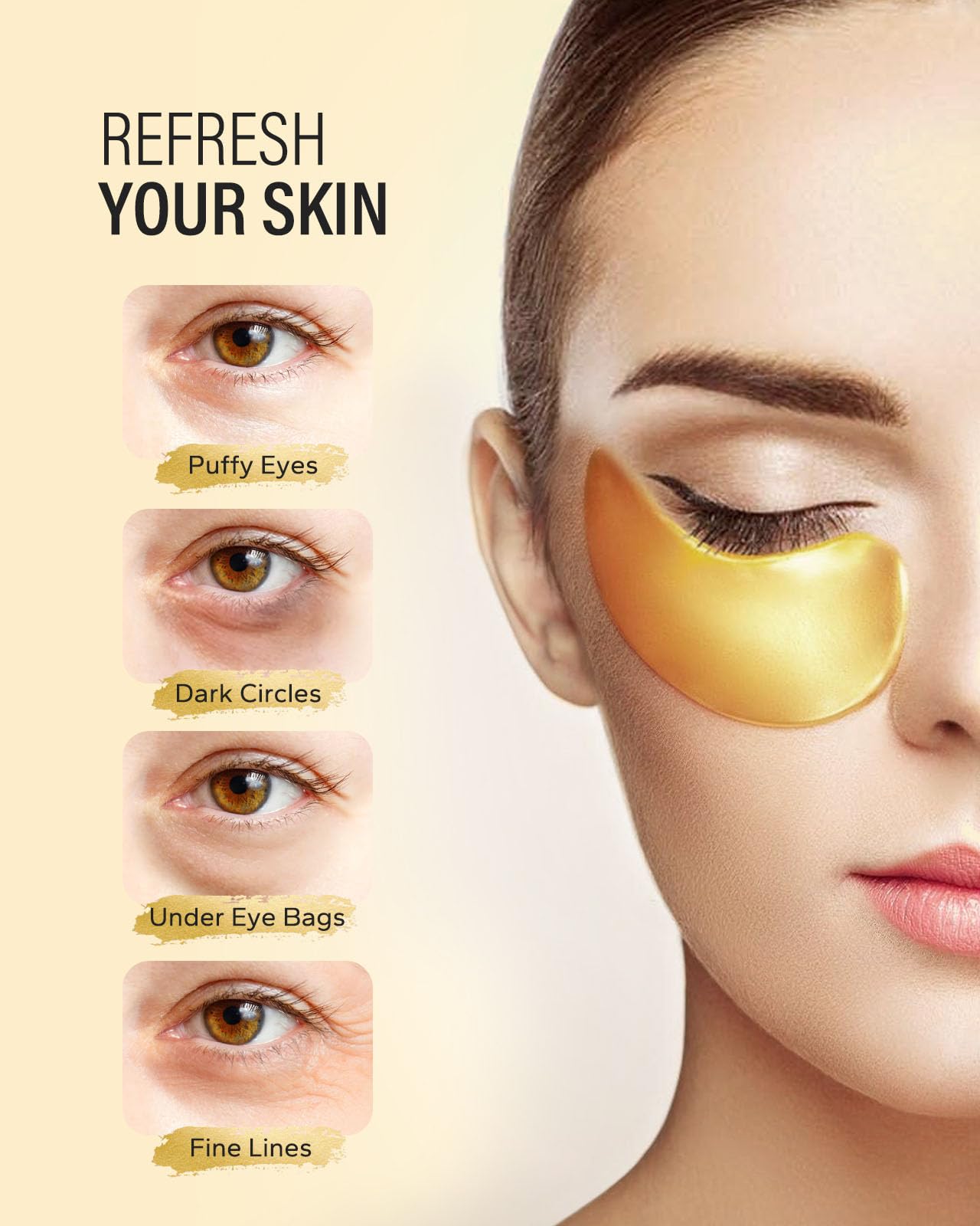 Maskiss PDRN Under Eye Patches (25 Pairs), Tri-Color Eye Gel Pads with Retinol Caffeine, Eye Masks for Dark Circles Puffy Eyes Wrinkles, Collagen Self Care Gifts for Women
