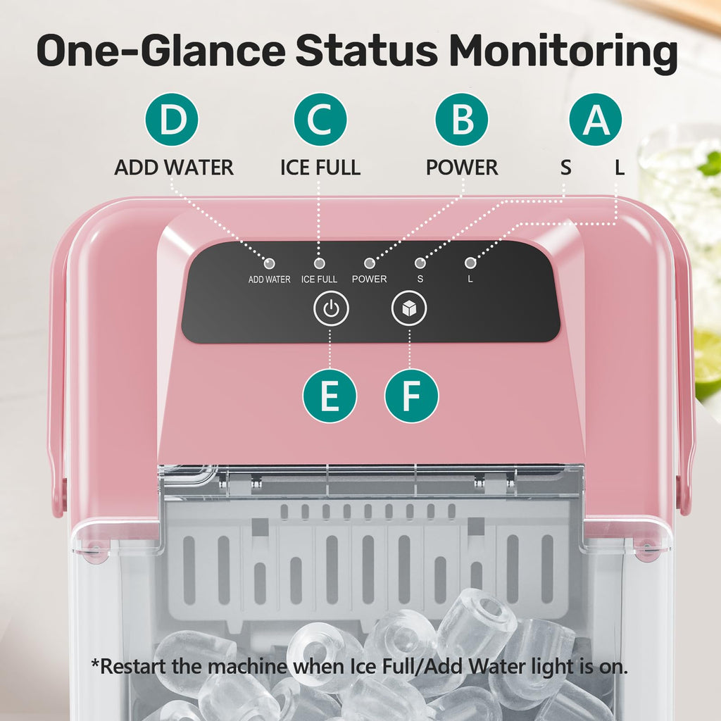 OLIXIS Countertop Ice Maker with Self-Cleaning, Portable Ice Maker Machine with Scoop, 26Lbs/24H, 9 Cubes in 6 Mins, 2 Sizes of Bullet for Home, Kitchen, Office, White