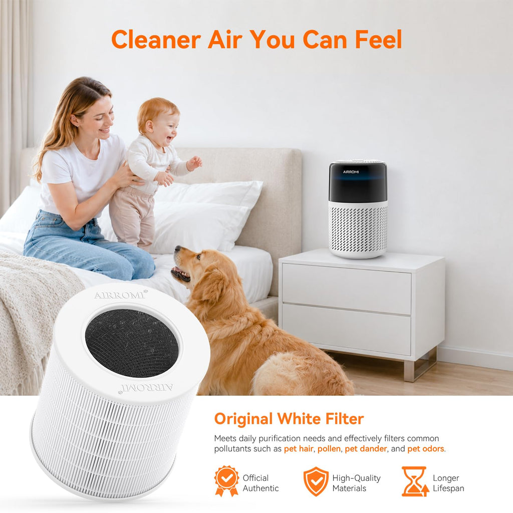 AIRROMI HEPA Air Purifier for Bedroom&Home,Pet Air Purifier for Home Pets,Removes Pet Odor,Cat Litter Smell,Dust,Smoke&Allergies,Quiet Room Air Purifier with Scents,360°Air Cleaner,A2005 Black