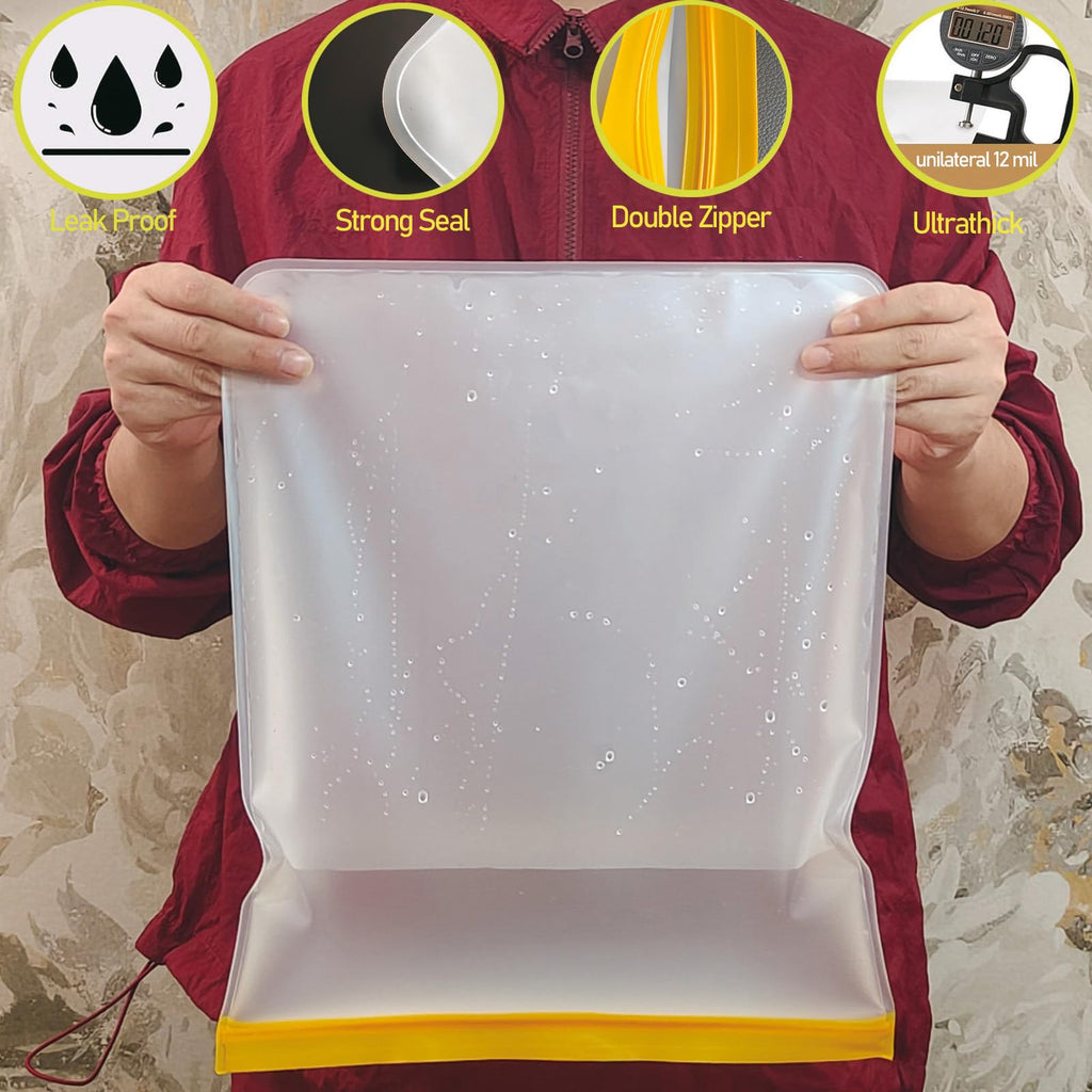 4 Pcs 2 Gallon Reusable Freezer Bags, Large Capacity, BPA Free Reusable Leakproof Food Storage Bags,13 "x 16", Used For Home Food Storage And Camping Food Storage
