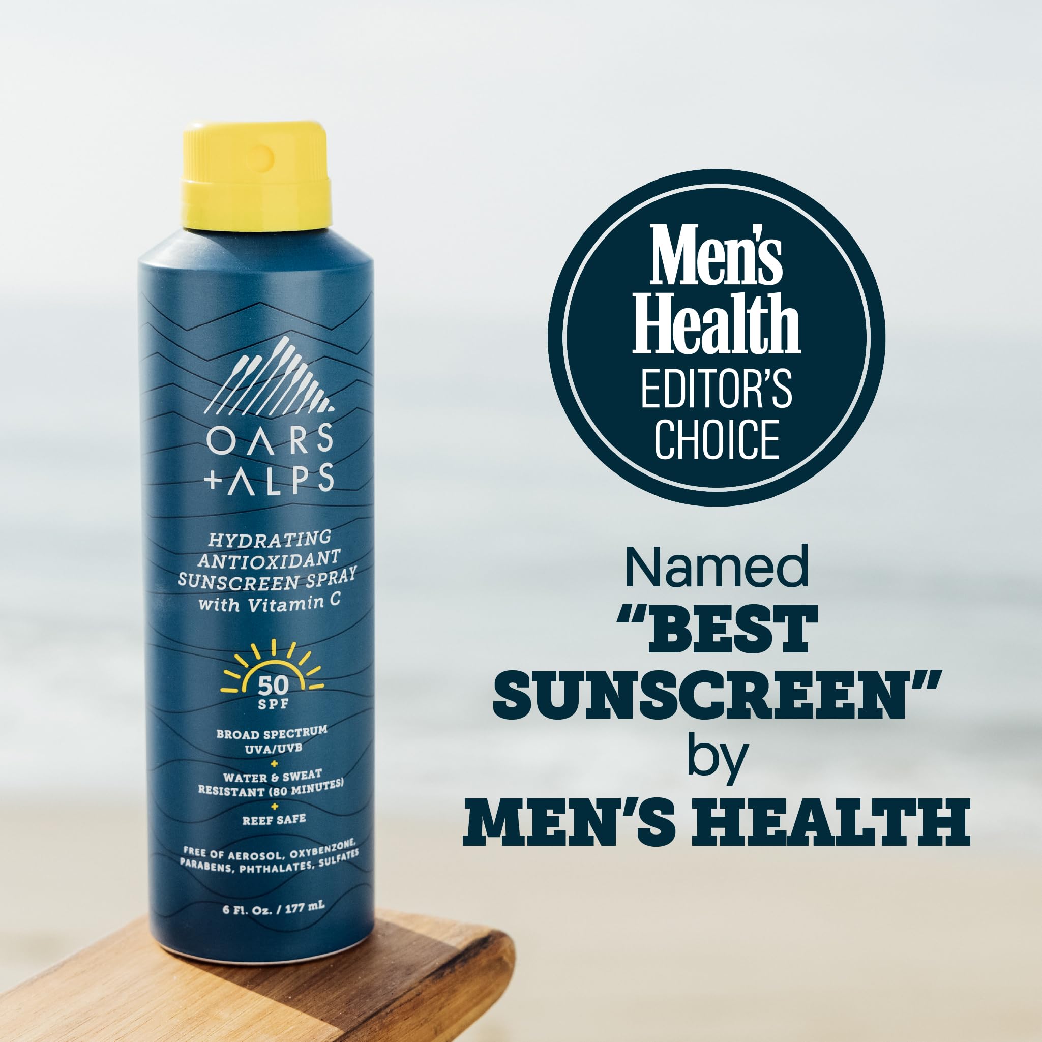Oars + Alps SPF 50 Face & Body Broad Spectrum Sunscreen Spray | Fast-Absorbing, Lightweight, Non-Greasy, Hawaii Reef Act 104 Compliant, Water-Resistant, Octinoxate + Oxybenzone Free, 6 Oz, 1 Pack