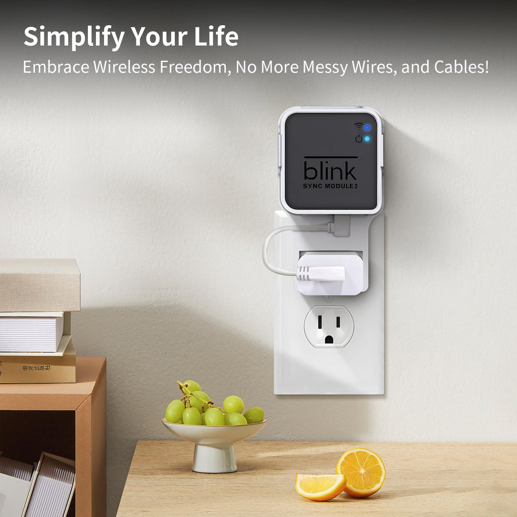 Kidjoyo Wall Mount for Blink Sync Module 2 with Short Cable - Save Space - No Messy Wires - Easy Move Mount Bracket Holder for Blink Outdoor Indoor Security Camera