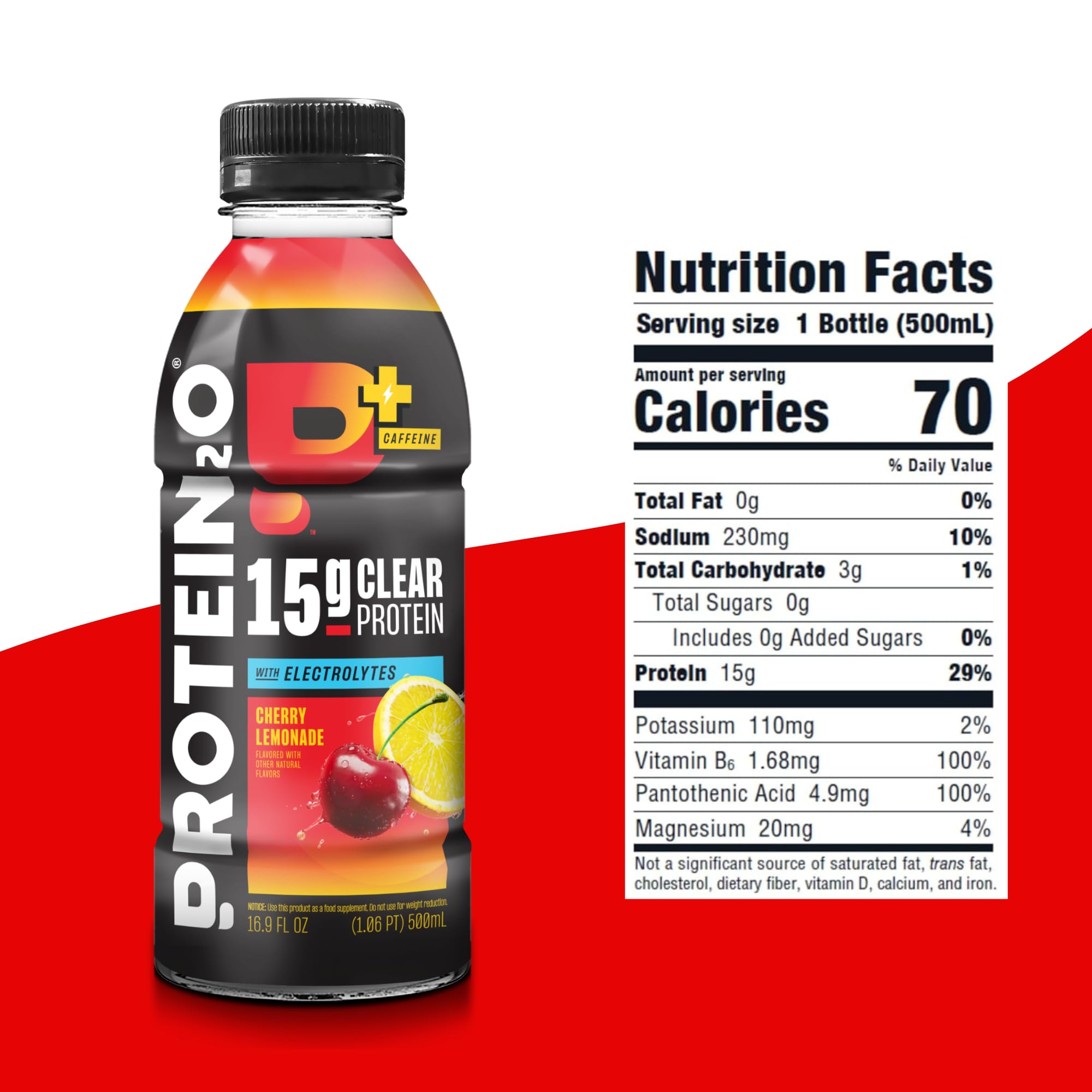 Protein2o 15g Whey Protein Isolate Hydration Drink Plus Energy & Focus, 350mg of Electrolytes, Vitamins B5 & B6, Sugar Free, Cotton Candy, 16.9 oz Bottle (Pack of 12)