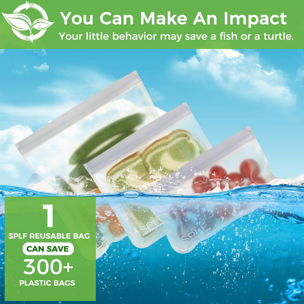 SPLF 6 Pack Reusable Gallon Freezer Bags Dishwasher Safe, BPA FREE Reusable Food Storage Bags, Extra Thick Leakproof Silicone Free 1 Gallon Bags for Marinate Meat, Cereal, Sandwich, Snack, Travel Item