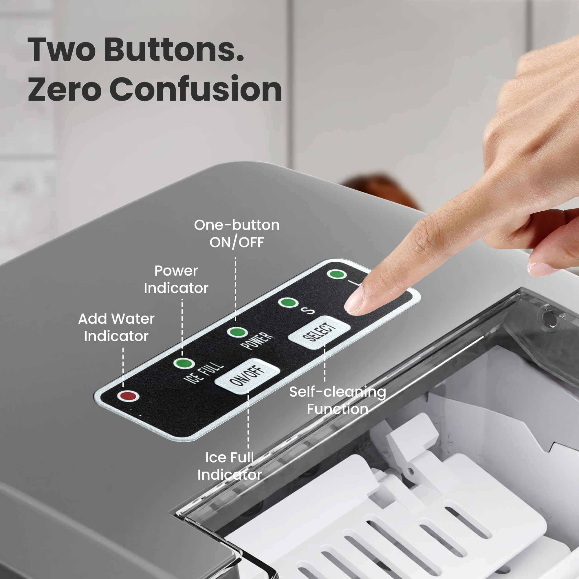 Countertop Portable Ice Maker Machine with Handle, 8 Bullet-Shaped Ice Cubes Ready in 6 Mins, 26Lbs/24H, Self-Cleaning Function with Ice Scoop and Basket for Home/Kitchen/Party (Black)