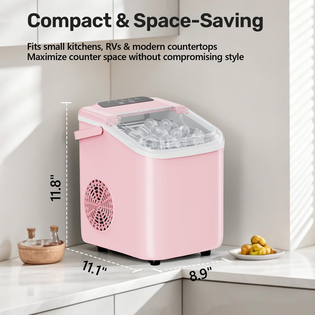 OLIXIS Countertop Ice Maker with Self-Cleaning, Portable Ice Maker Machine with Scoop, 26Lbs/24H, 9 Cubes in 6 Mins, 2 Sizes of Bullet for Home, Kitchen, Office, White