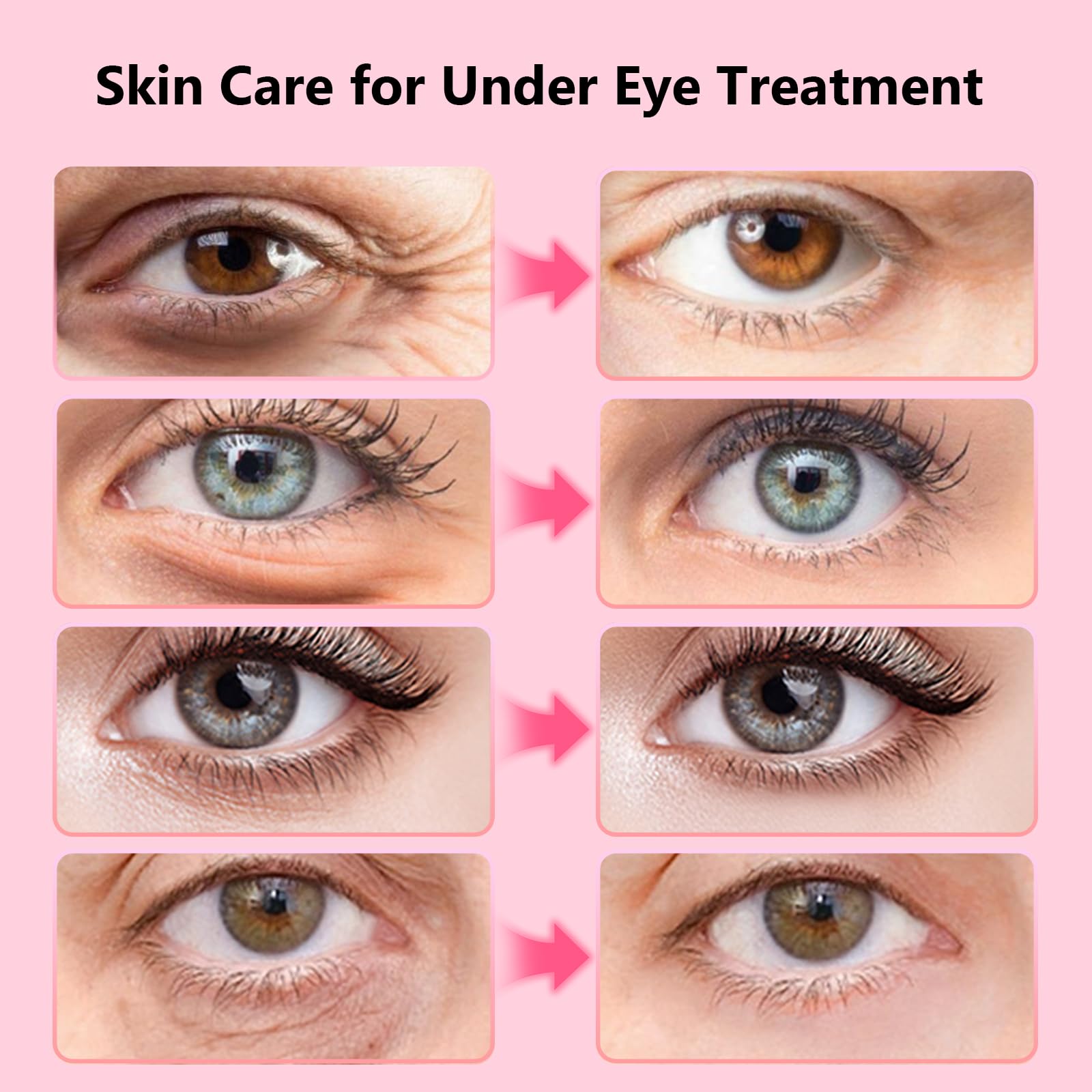 Adofect Hydrogel Caffeine Under Eye Masks, Collagen Eye Patches for Dark Circles Puffy Eyes Under Eye Bags, Deep Hydration Eye Gels for All Skin Types, Skin Care Gifts (Pink, 30 Pairs)