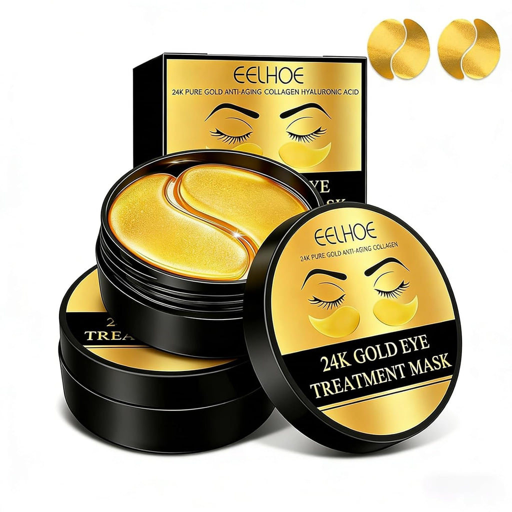 120 Pcs 24K Gold Under Eye Patches, 60 Pairs Under Eye Masks, Gel Eye Pads Skincare, Puffy Eyes and Dark Circles – Collagen Infused Hydrogel Eye Mask for Anti Aging, Skincare Treatment for Women
