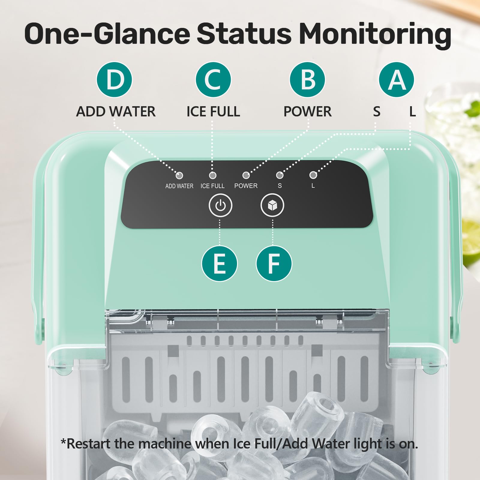 OLIXIS Countertop Ice Maker with Self-Cleaning, Portable Ice Maker Machine with Scoop, 26Lbs/24H, 9 Cubes in 6 Mins, 2 Sizes of Bullet for Home, Kitchen, Office, White