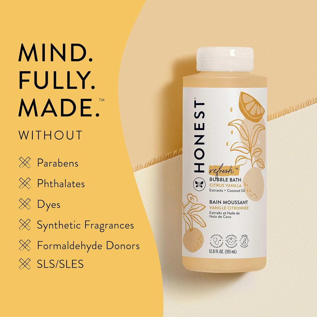 The Honest Company Foaming Bubble Bath Gentle for Baby, Naturally Derived, Tear-free, Hypoallergenic, Fragrance Free, Sensitive, 12 fl oz