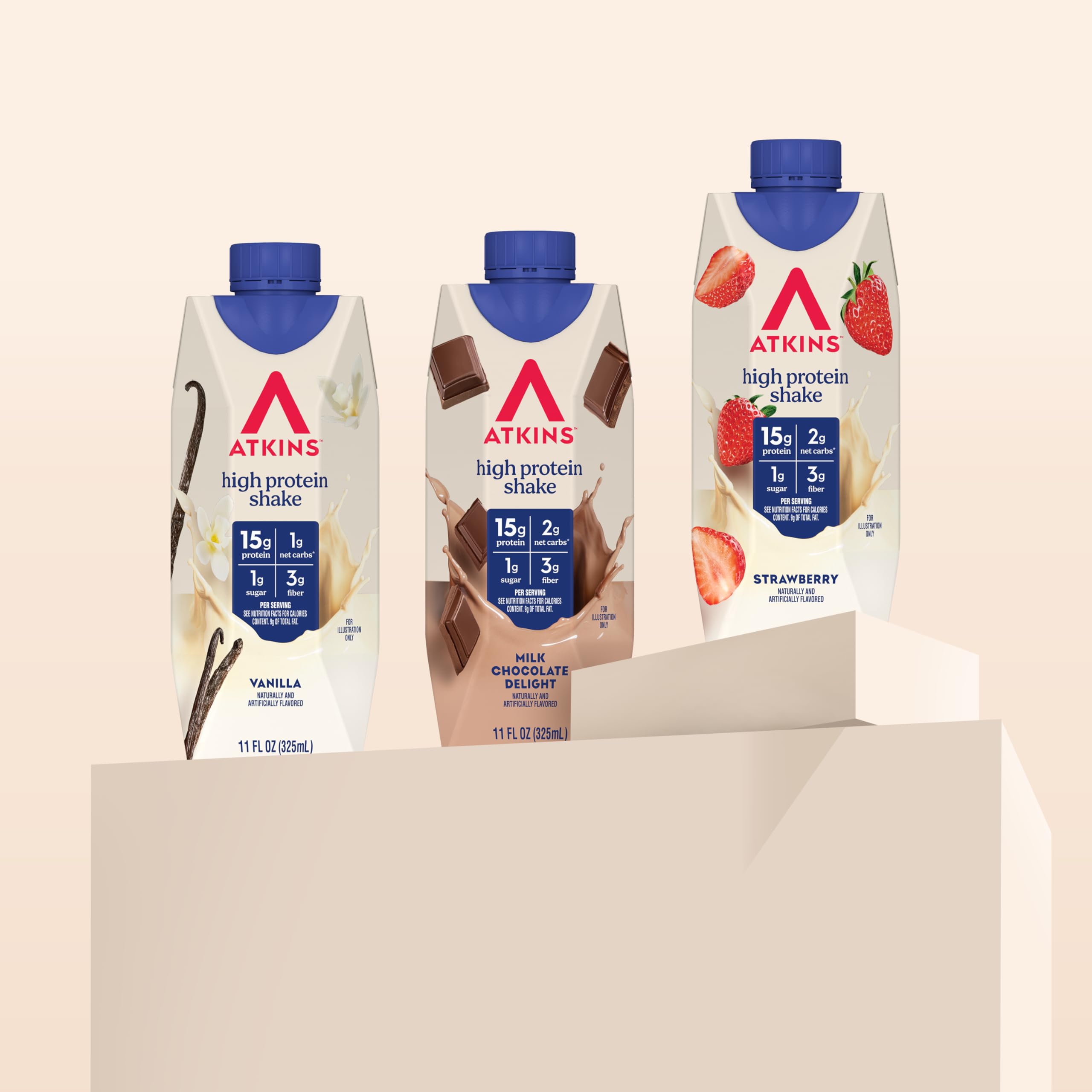 Atkins Chocolate Banana Protein-Rich Shake. With B Vitamins and Protein. Made with Real Fruit. Keto-Friendly and Gluten Free, 11 Fl Oz (Pack of 12)