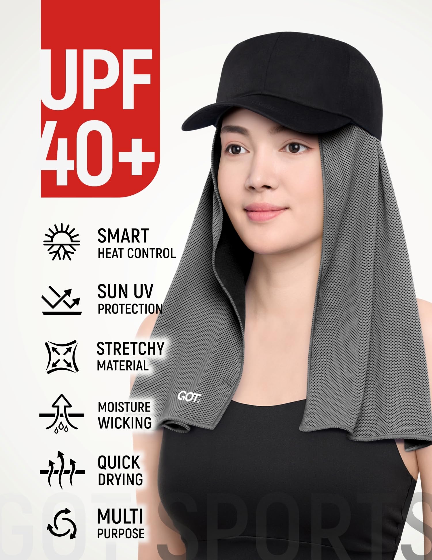 Instant Cooling Towel Neck & Face - Sweat Rag Neck Wraps Gym Workout | 40x12 Inch, Evaporative Cooling, Wet Wring Snap Activation, Lightweight, UPF 40+, Outdoor Adventures