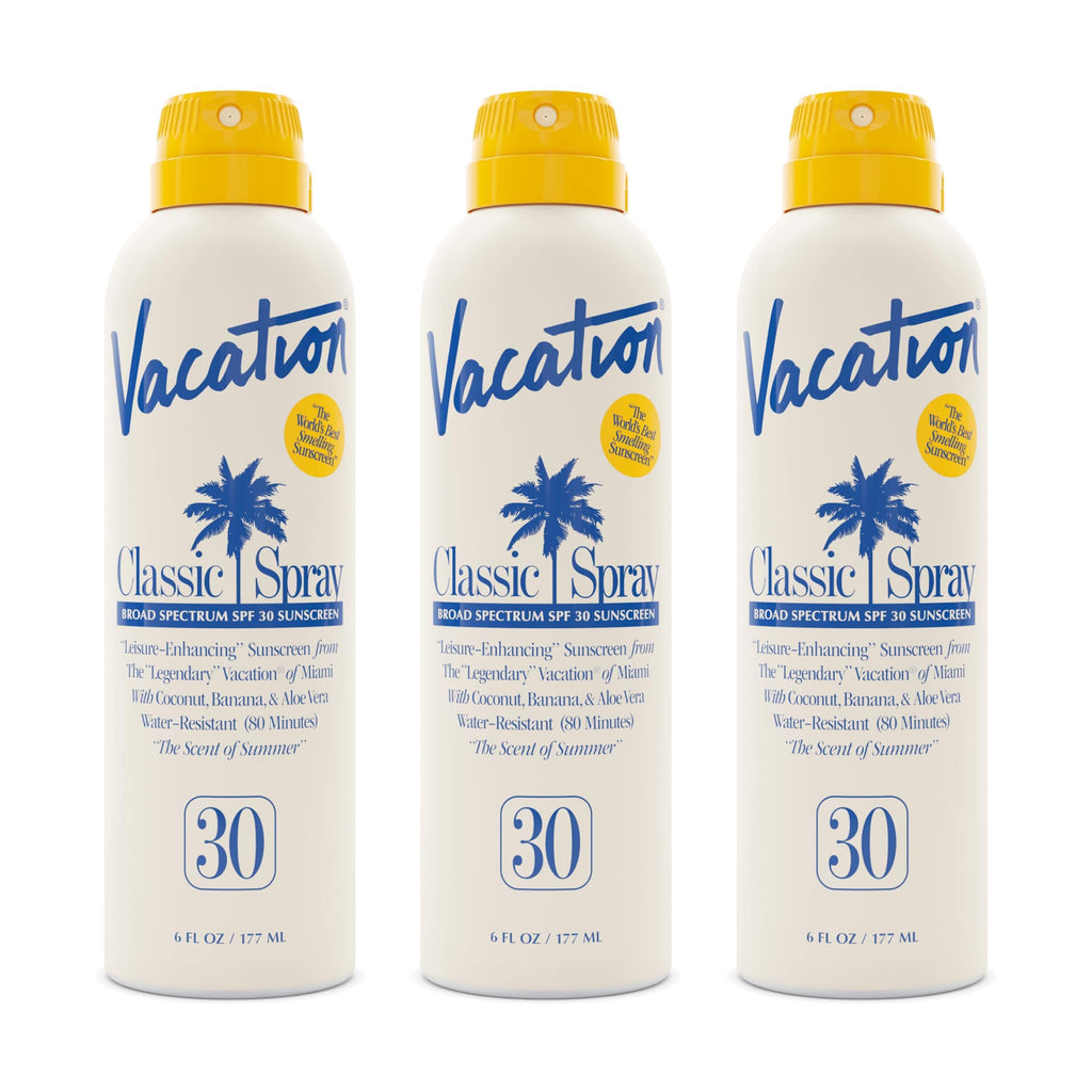 Vacation Classic SPF 50 Sunscreen Spray, 6 Fluid Ounces, Pack of 3 - Broad Spectrum, Lightweight, Transparent on All Skin Tones, Water-Resistant, Vegan, Dermatologist-Tested