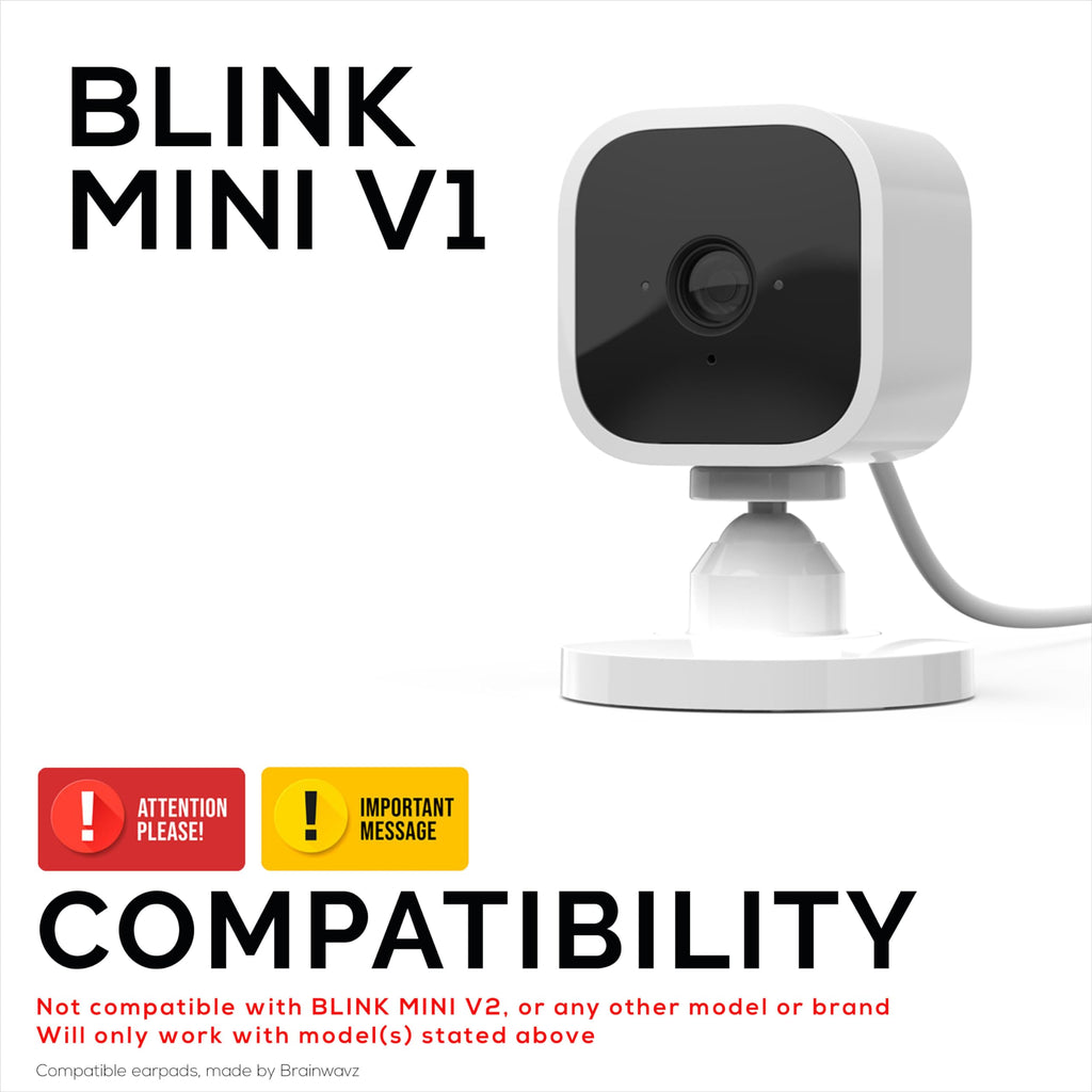 BRAINWAVZ Adhesive Wall Mount for Blink Mini Camera, 2 Pack, No Hassle Holder, Strong 3M VHB Tape, No Screws, No Mess Install, Bracket Stand (White)