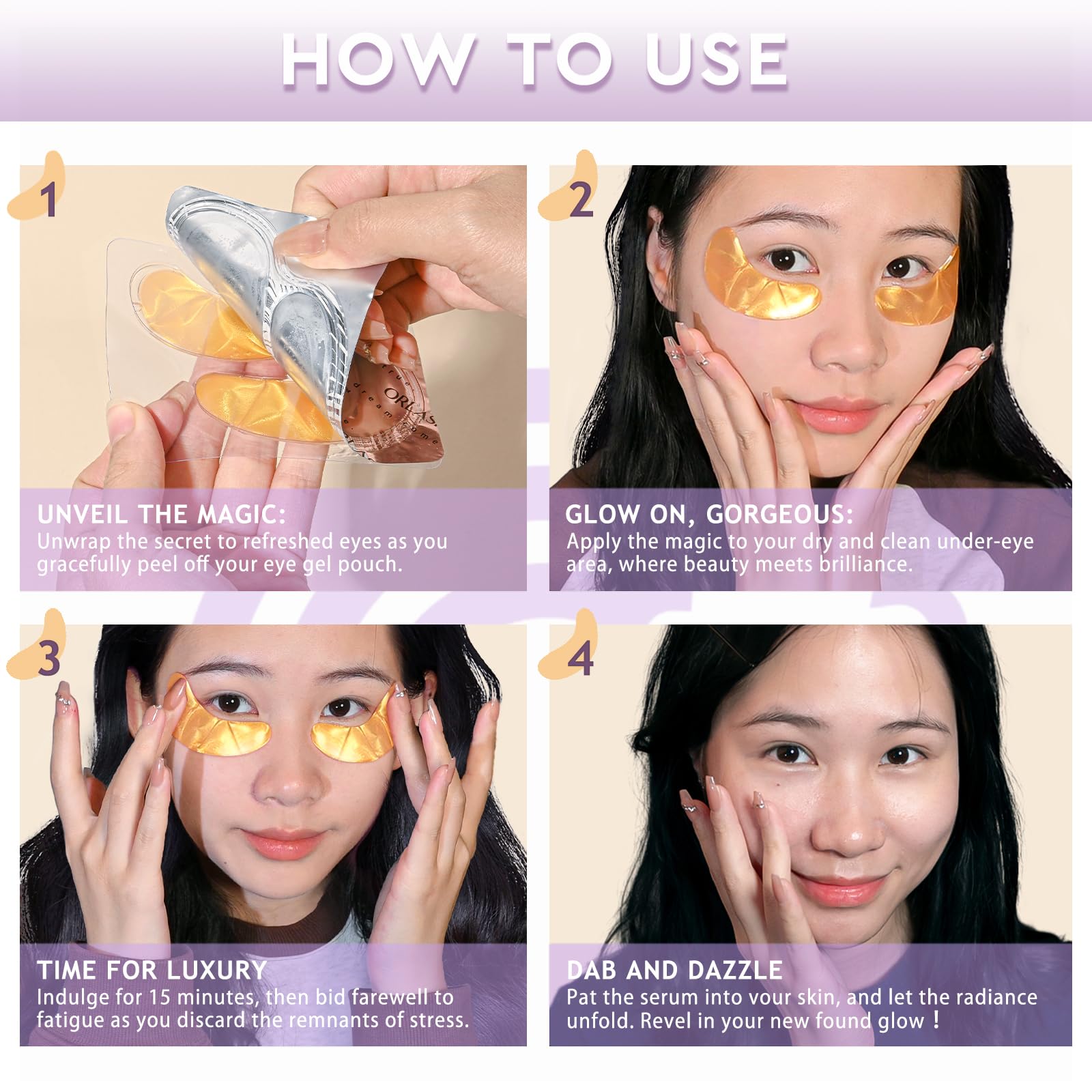 Eye Patches Under Eye Mask Skincare Hyaluronic Acid Under Eye Patches for Teen Girls Puffy Eyes and Dark Circles 24k Gold,Hyaluronic Acid,Rose,Eye Mask Pads Bag Treatment Skin Care(30Pairs)