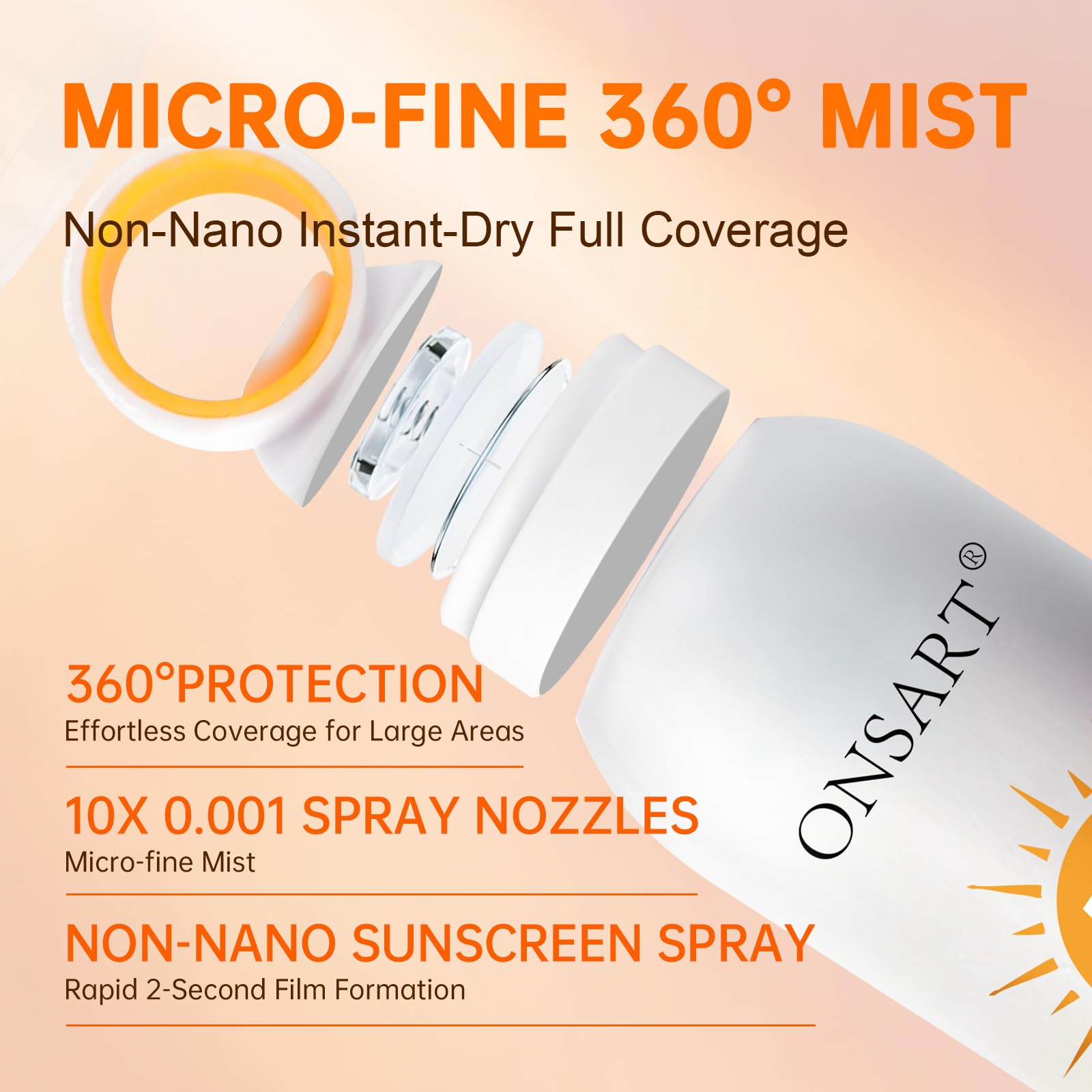 Mineral Sunscreen Spray SPF 50+, Reef Safe, Zinc Oxide Sunscreen, Broad Spectrum UVA/UVB, 360° Ring Spray, Water Resistant 80 Minutes, Lightweight Non-Greasy, 6.76 fl Oz (Pack of 2)