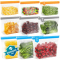 IDEATECH Reusable Bags Dishwasher Safe, BPA Free Reusable Gallon Freezer Bags, Stand Up Leakproof Food Storage Bags for Marinate Meats, Salad Fruit, Home Organization 6 Large+ 6 Sandwich+ 8 Snack Bags